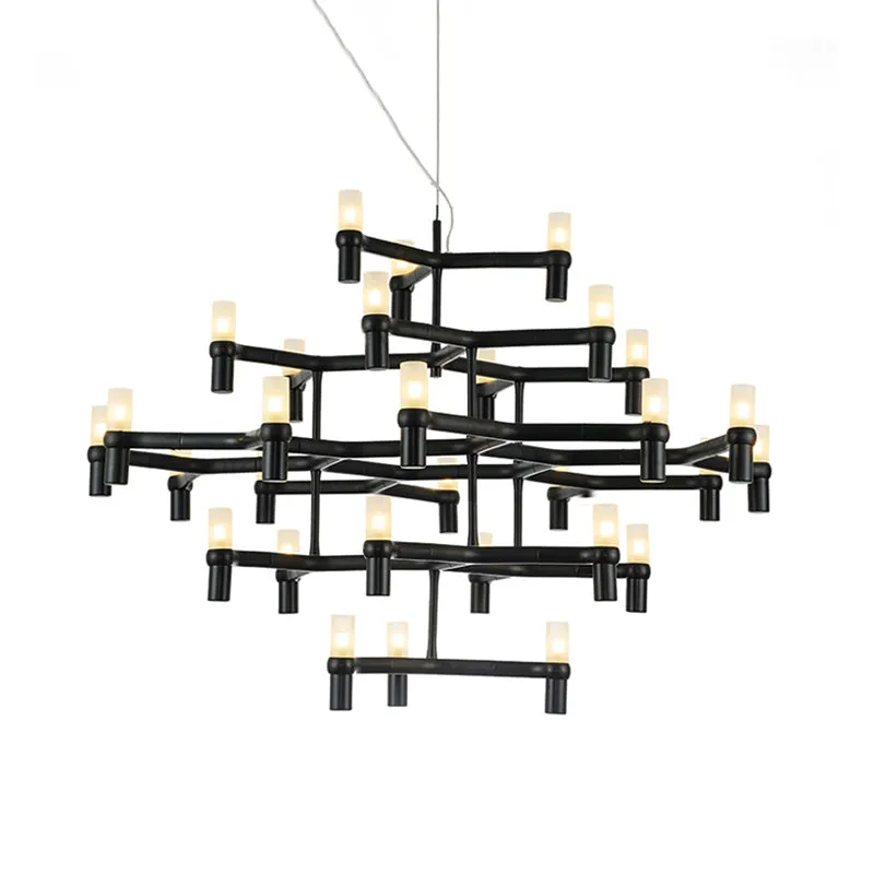 Modern Nordic LED Chandelier Lamp - Multi Layered, Black/Silver/White - Living Room Hanging Light