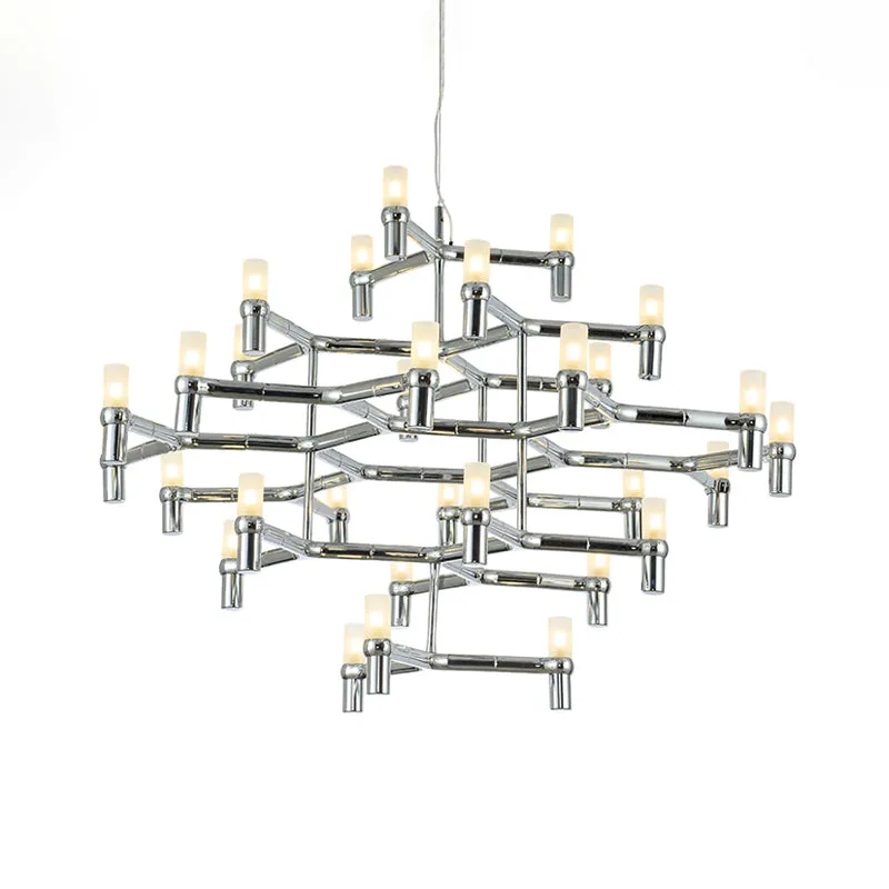 Modern Nordic LED Chandelier Lamp - Multi Layered, Black/Silver/White - Living Room Hanging Light