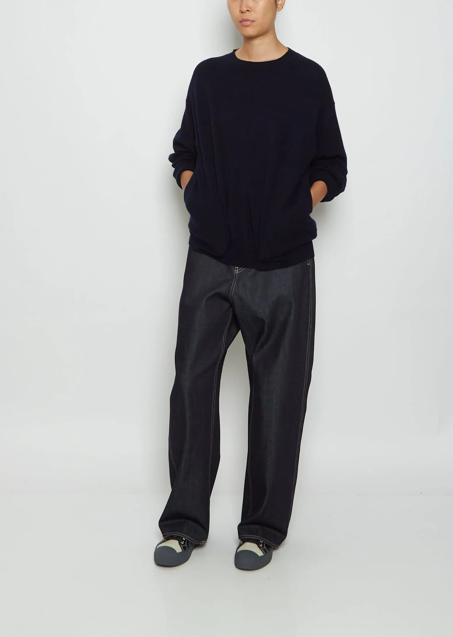 Moon Pocket Cashmere Sweater — Dark Navy