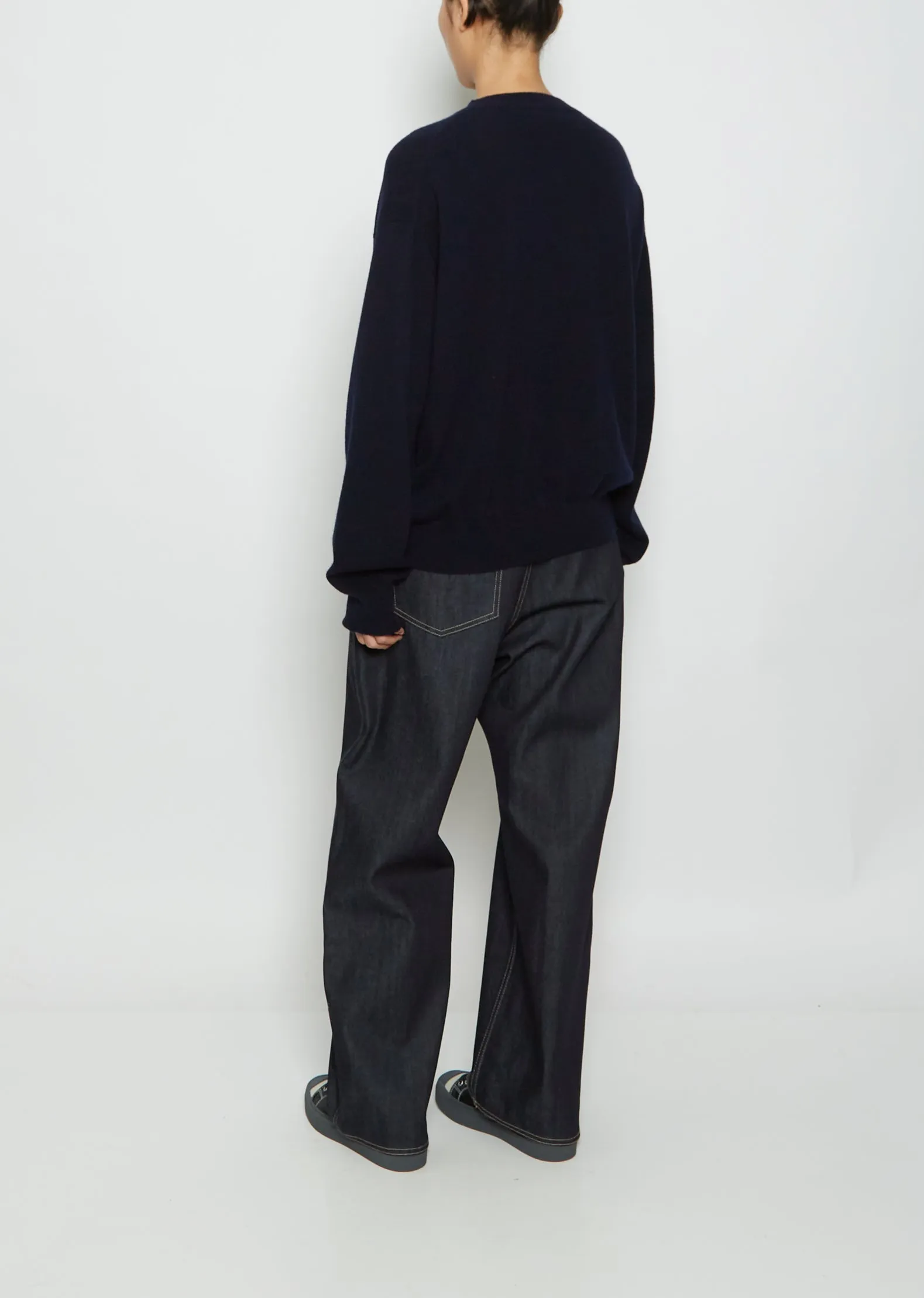 Moon Pocket Cashmere Sweater — Dark Navy