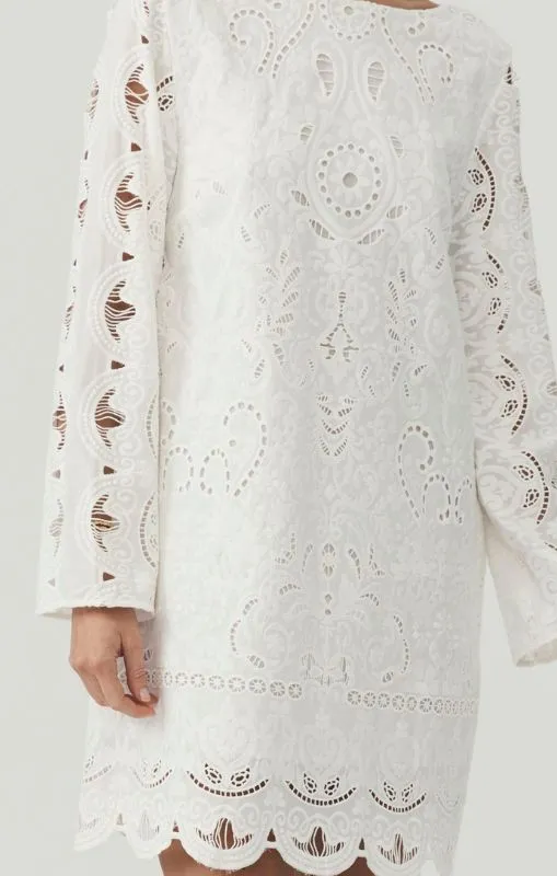 MOS - Nora Embroidery Mini Dress - Ivory