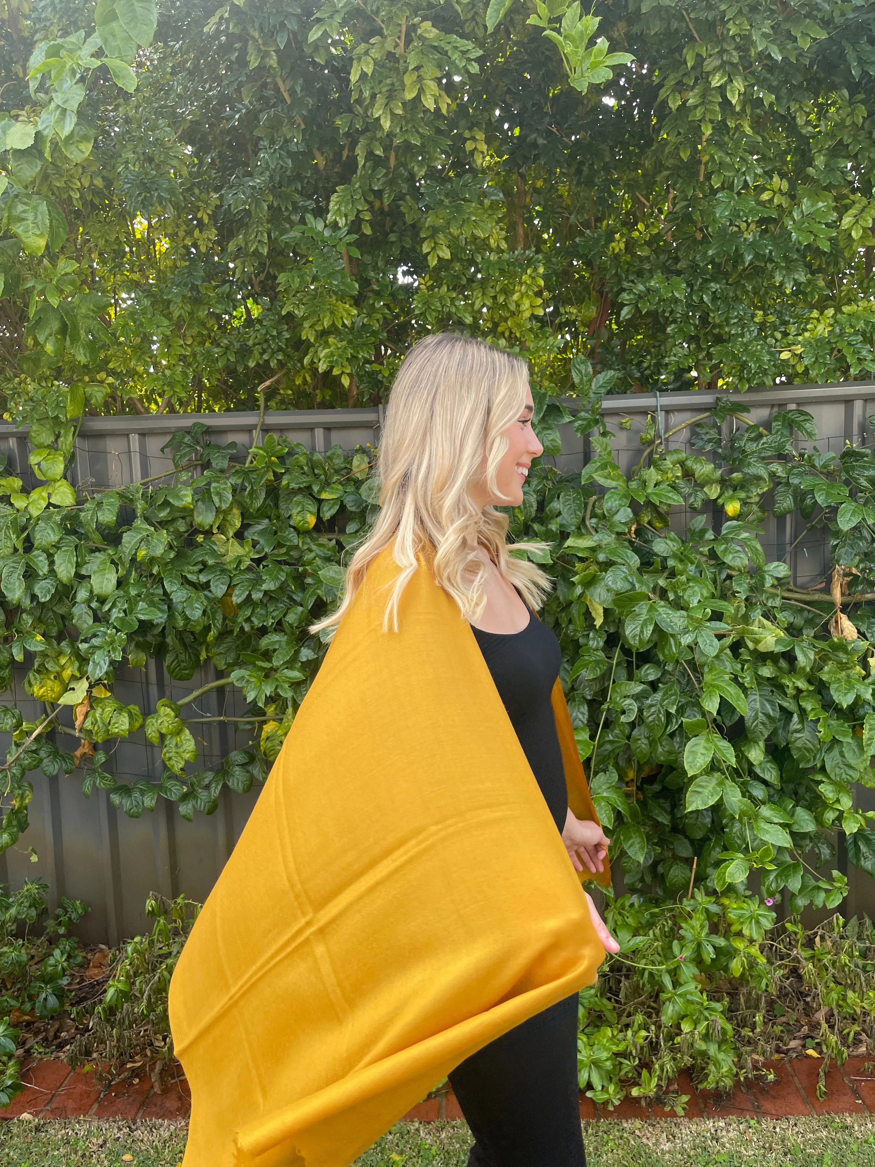 Mustard Gold Luxury Stole - Pure Cashmere Premium