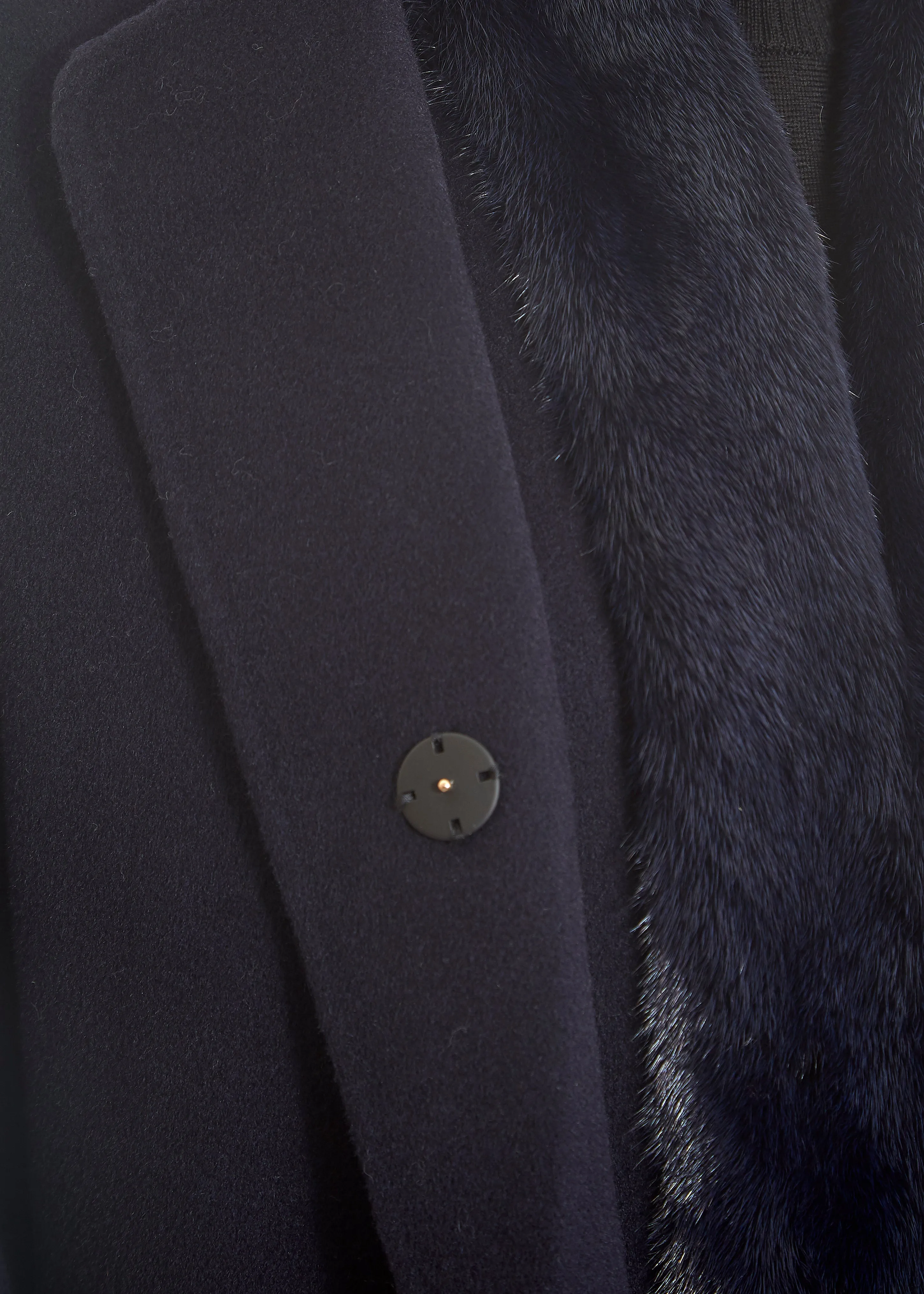 Navy 2 Piece Gilet and Coat with Mink Trim