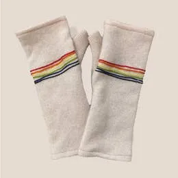 NEW! Cashmere Fingerless Gloves with Rainbows by Sardine