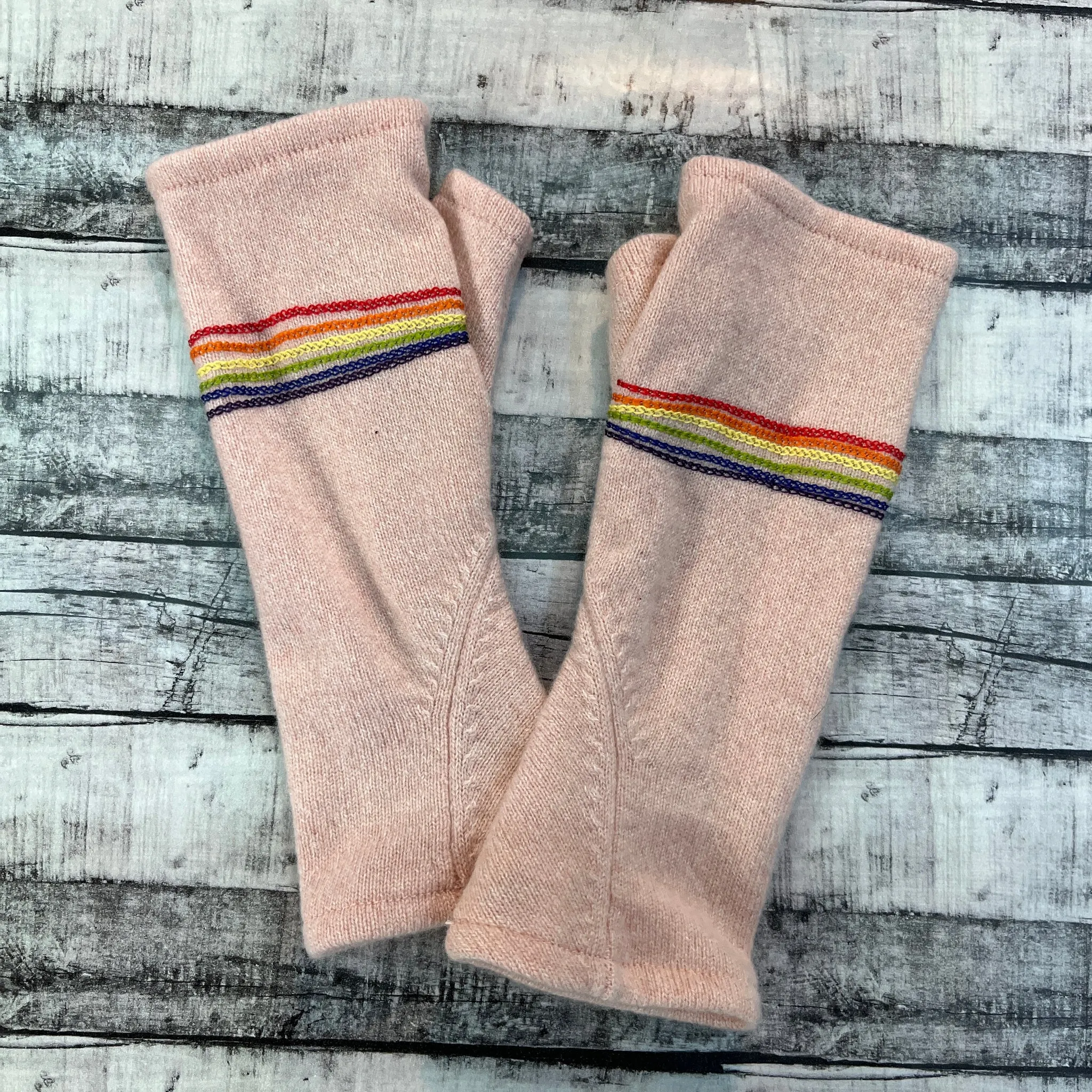 NEW! Cashmere Fingerless Gloves with Rainbows by Sardine