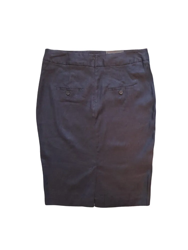 Next Linen Navy Pencil Womens Skirt