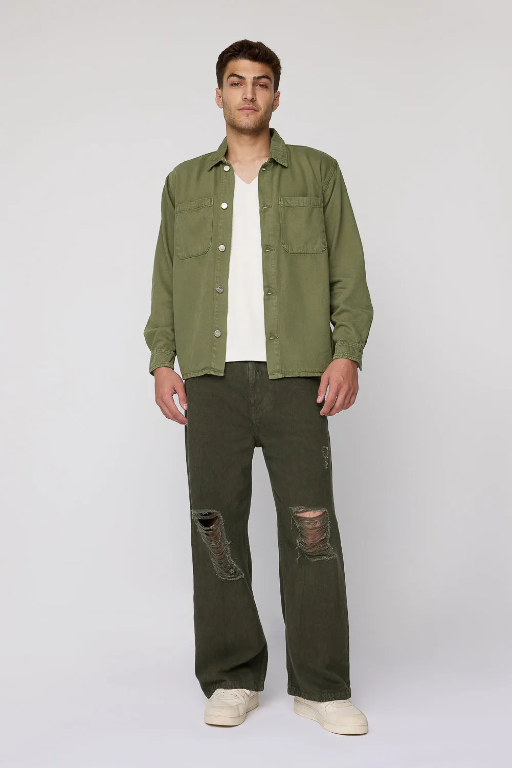 Olive Green Men’s Long Sleeve Utility Shacket