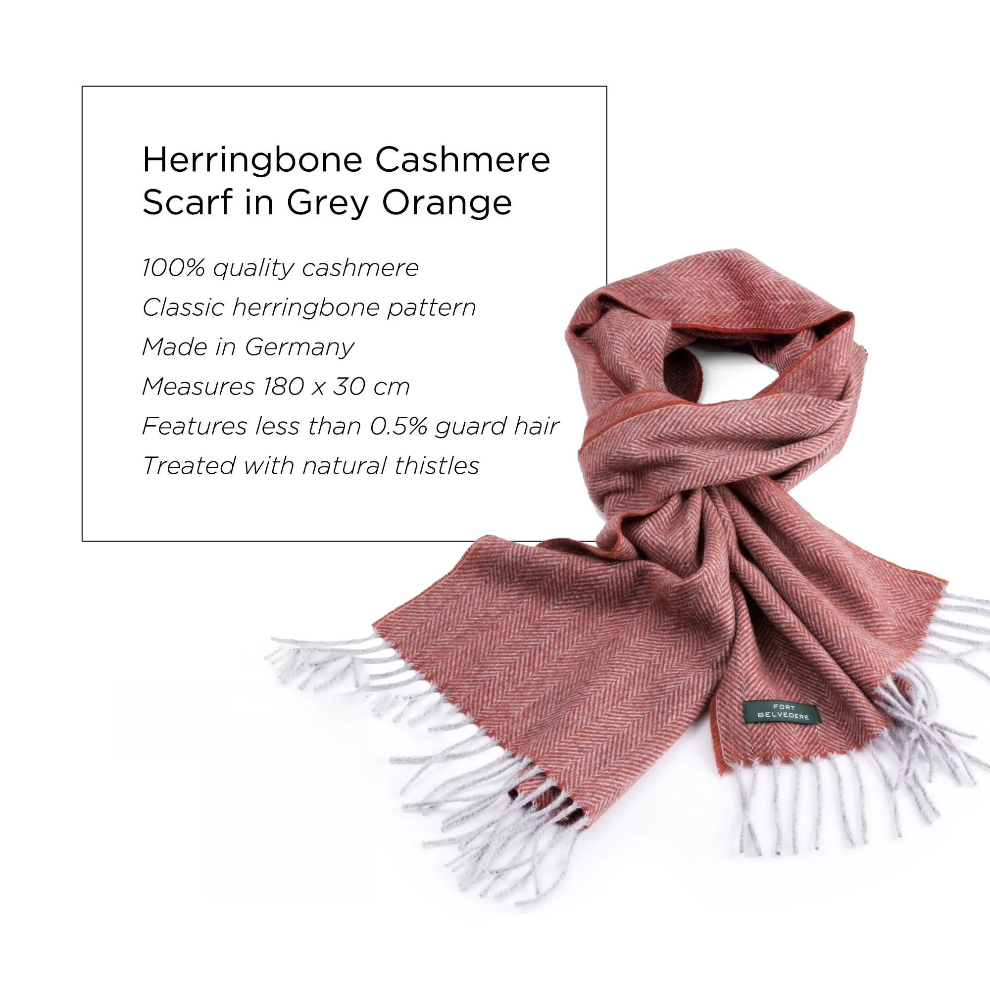 Orange Herringbone Cashmere Scarf