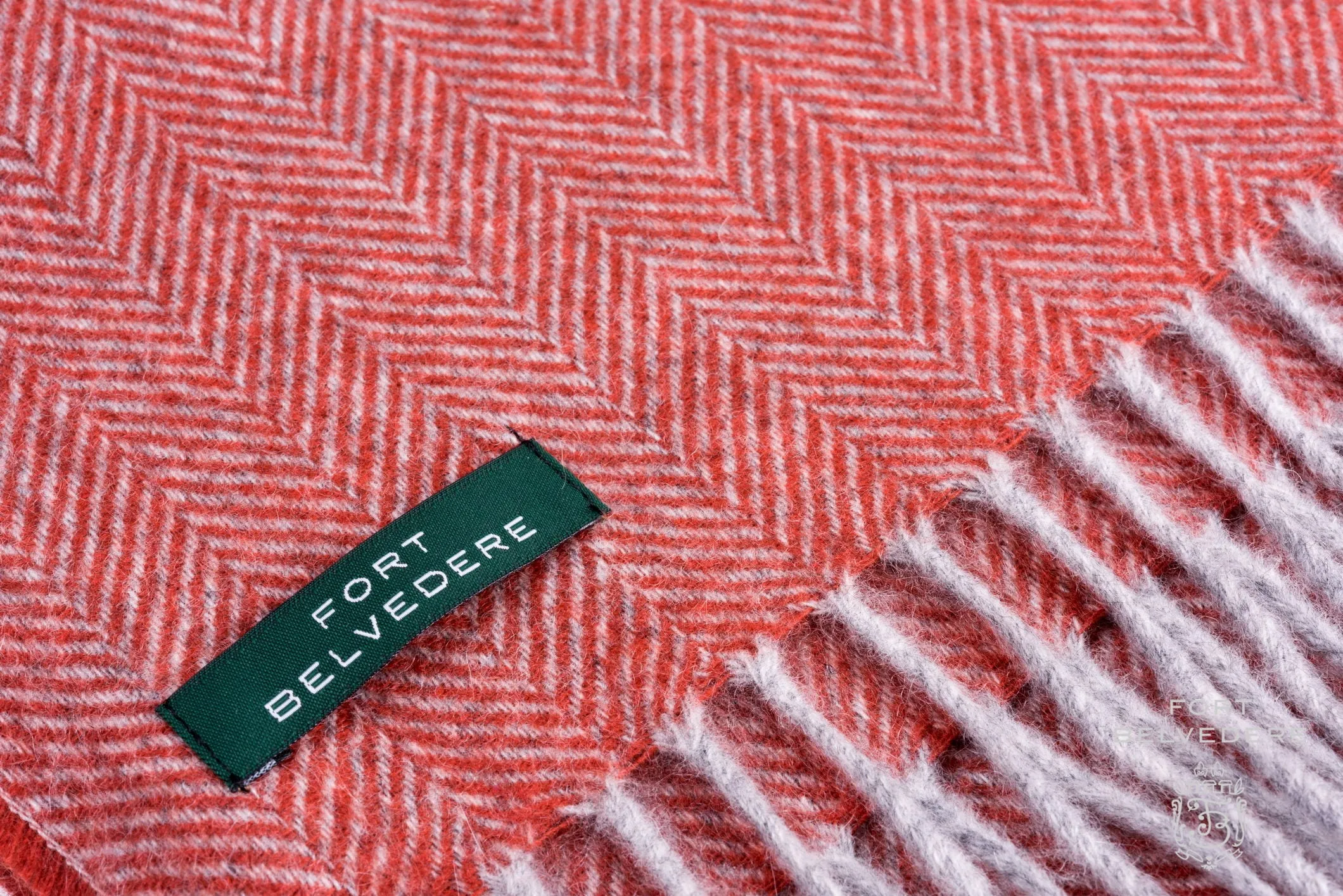 Orange Herringbone Cashmere Scarf