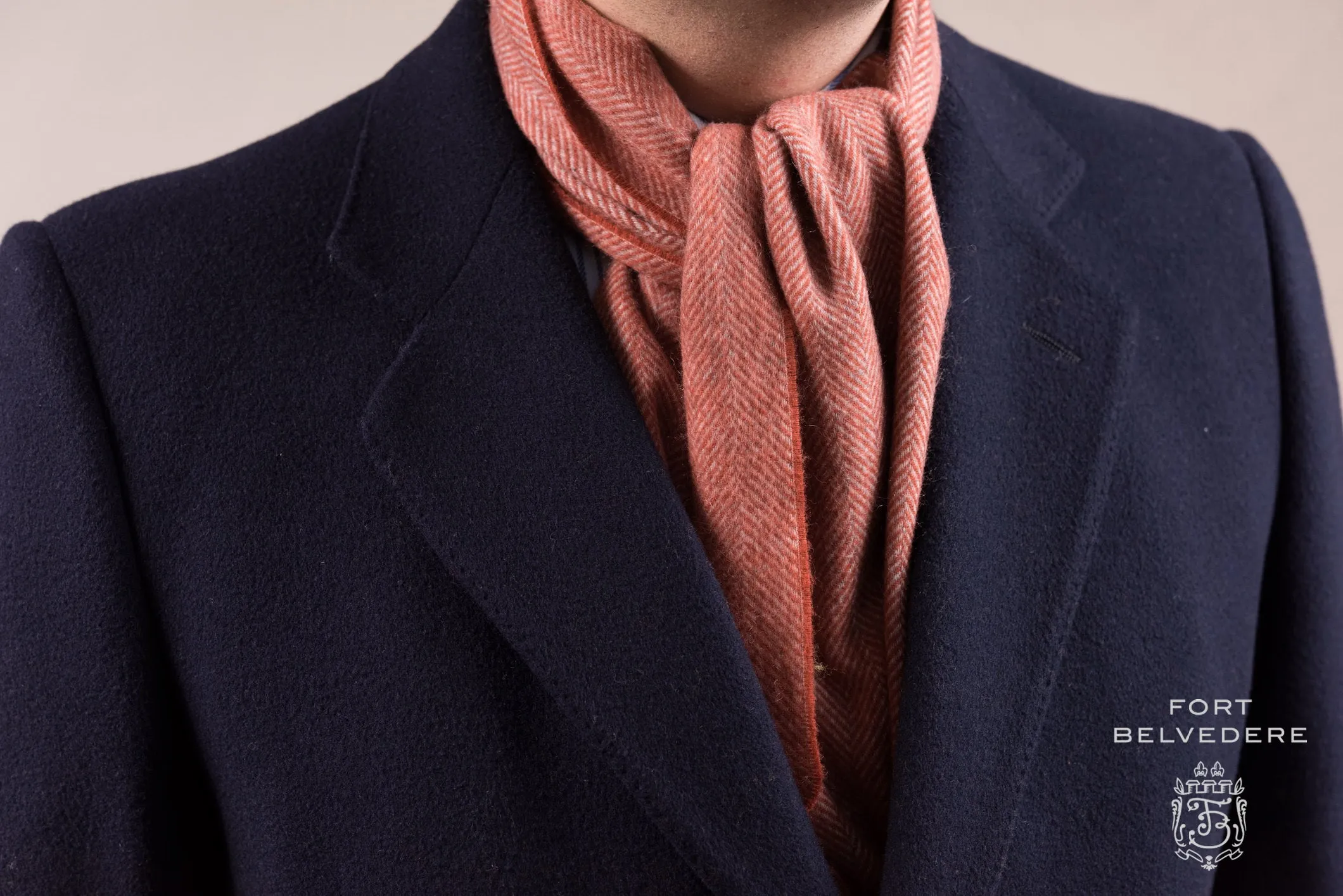 Orange Herringbone Cashmere Scarf