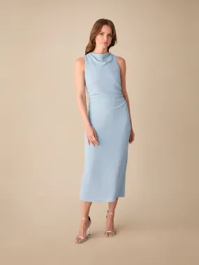 Petite Maeva Blue Sparkle Jersey High Neck Midi Dress