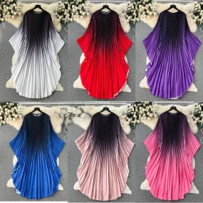 Plus Size High-End Elegant Ombre Pleated Maxi Dress