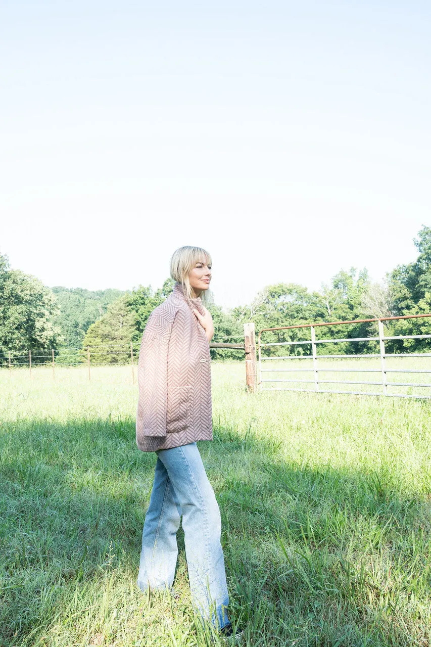 Portuguese Wool Pieper Coat in Blush Herringbone - Pre-Order 12/31 Large