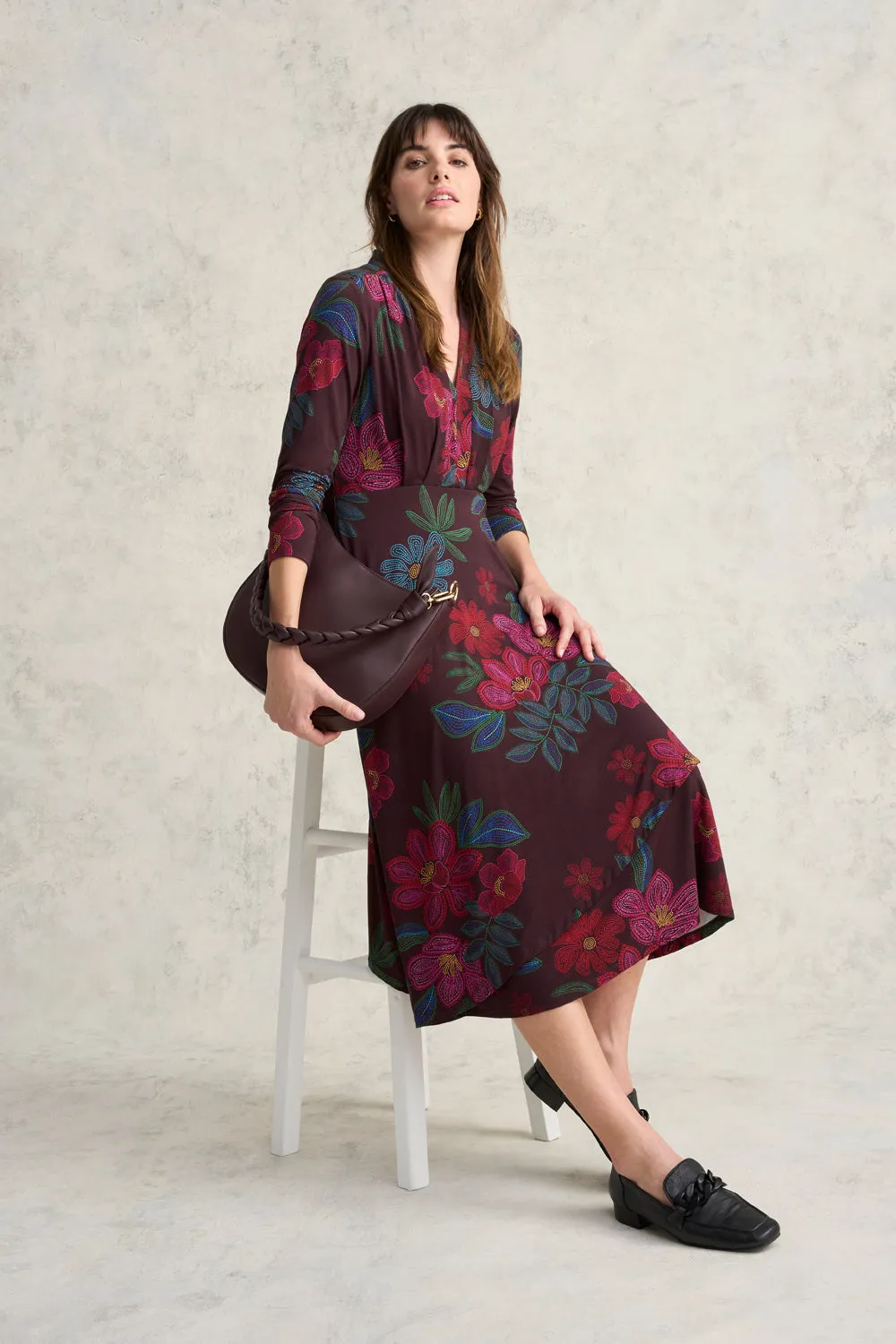 Printed Jersey Midi Dress