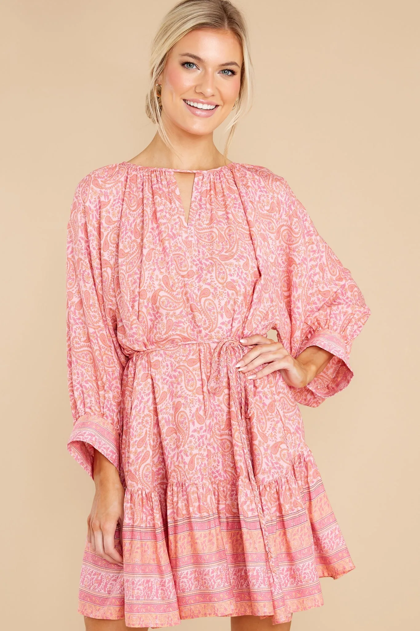 Radiant Beauty Pink Multi Print Dress