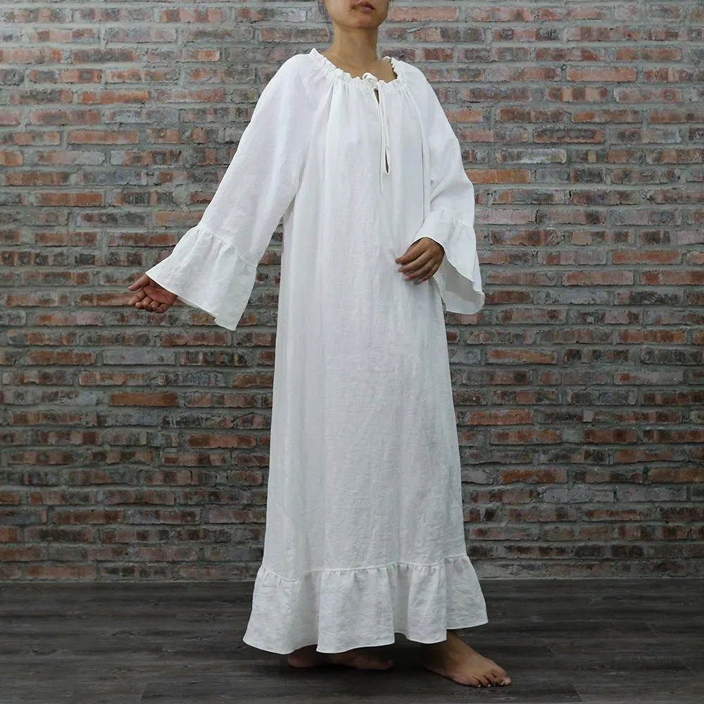 Raglan Long Linen Night Dress