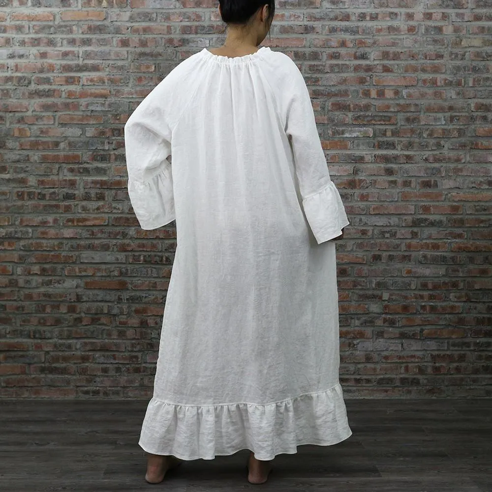 Raglan Long Linen Night Dress