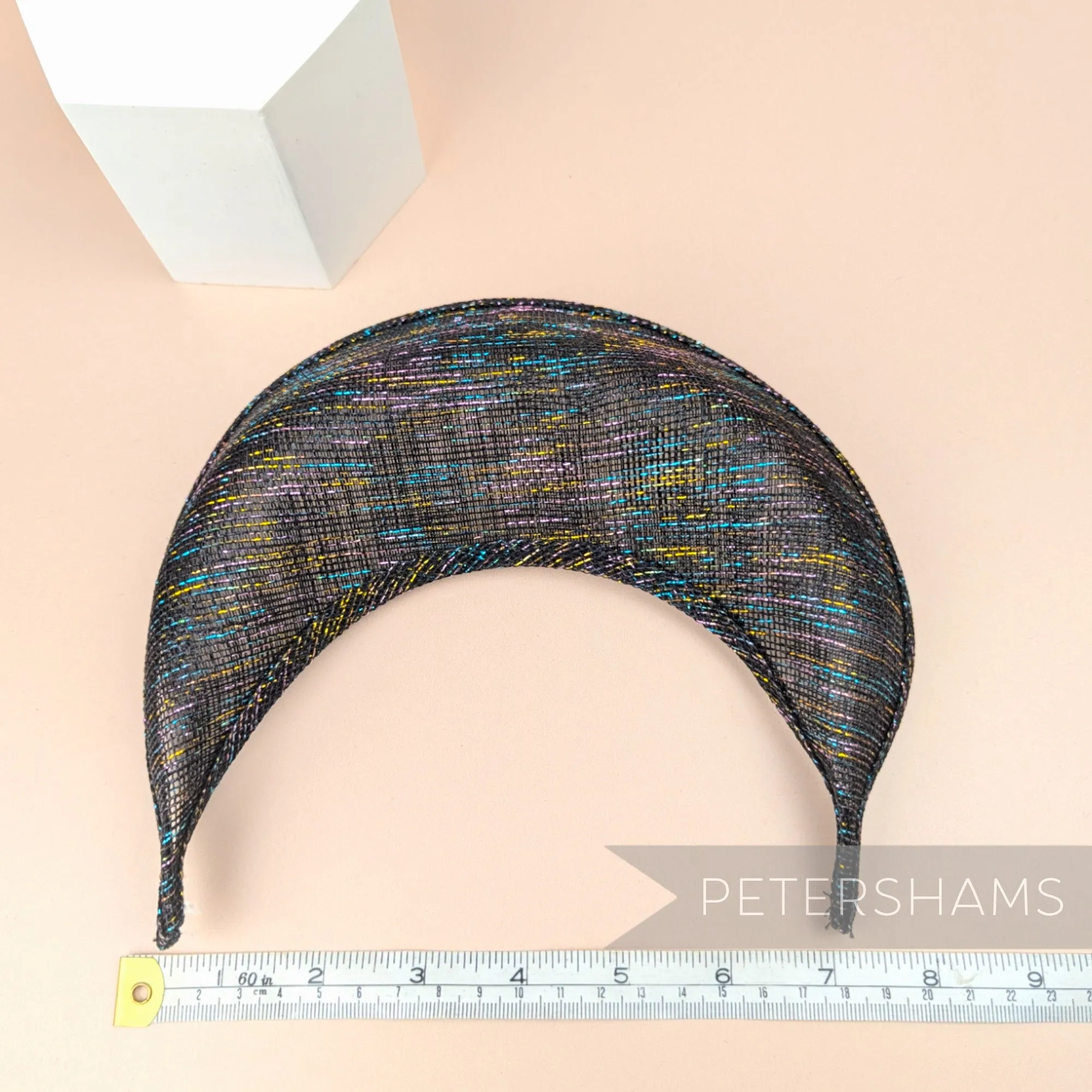 Rainbow Lurex Halo Crown Sinamay Fascinator Hat Base