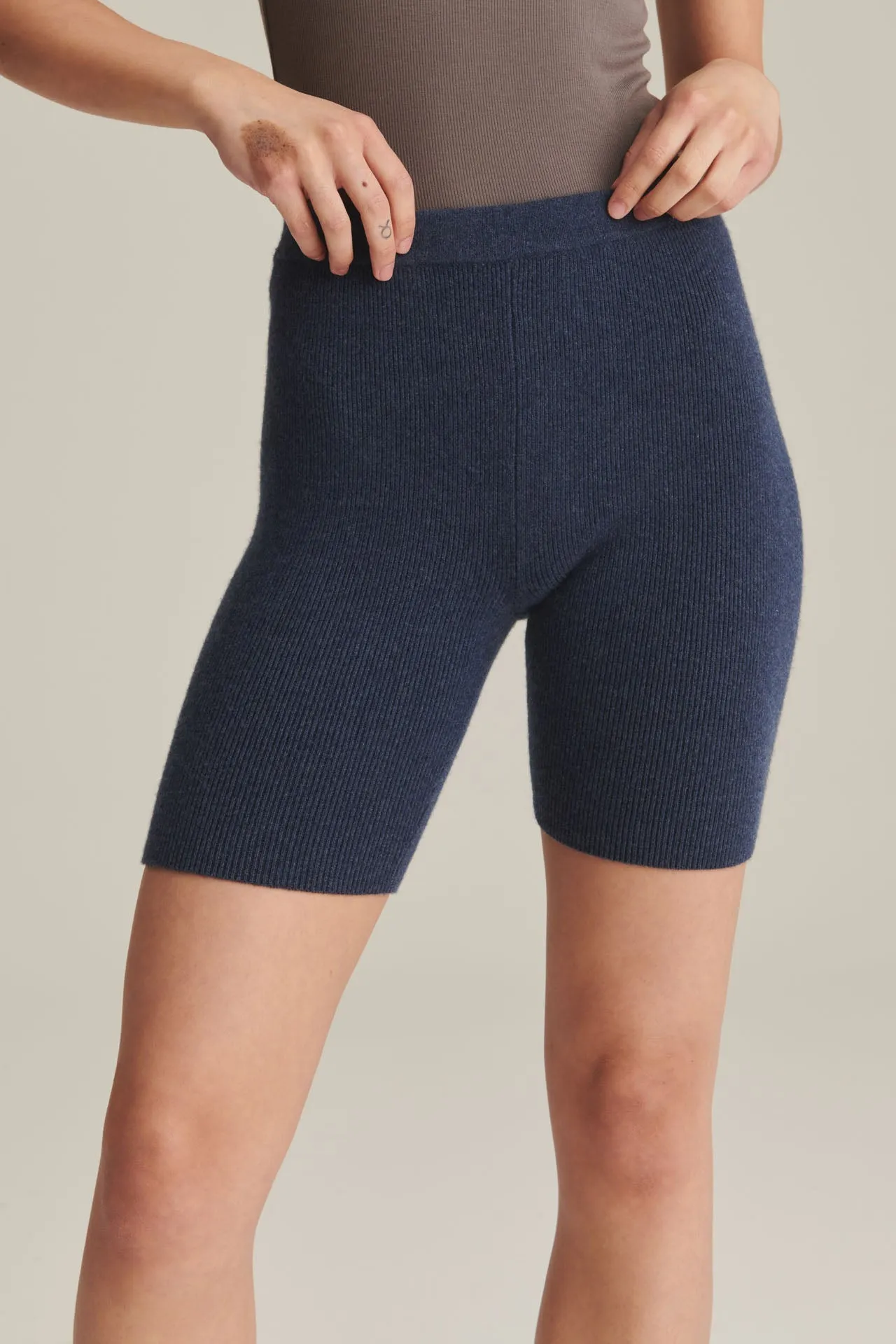 Recycled Cashmere Ribbed Biker Short