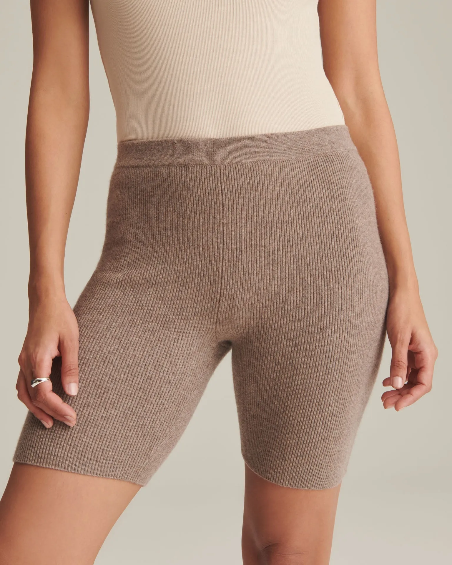 Recycled Cashmere Ribbed Biker Short