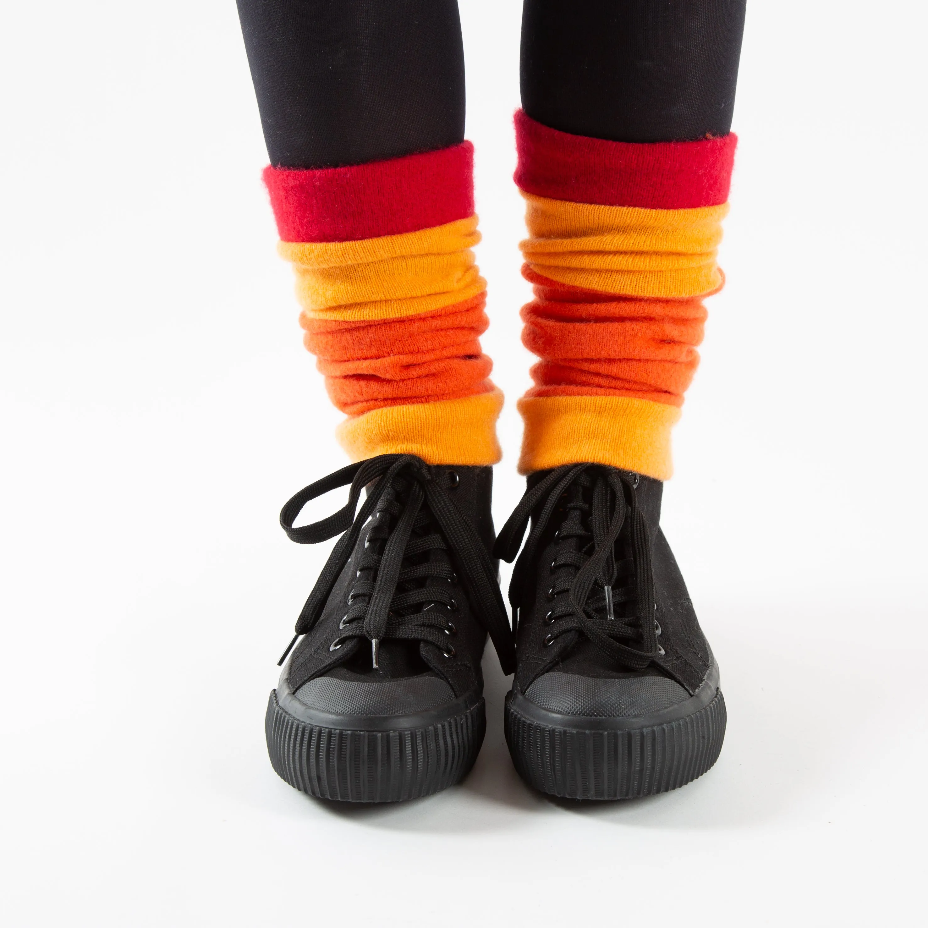 Red and Orange Cashmere Ankle Warmers