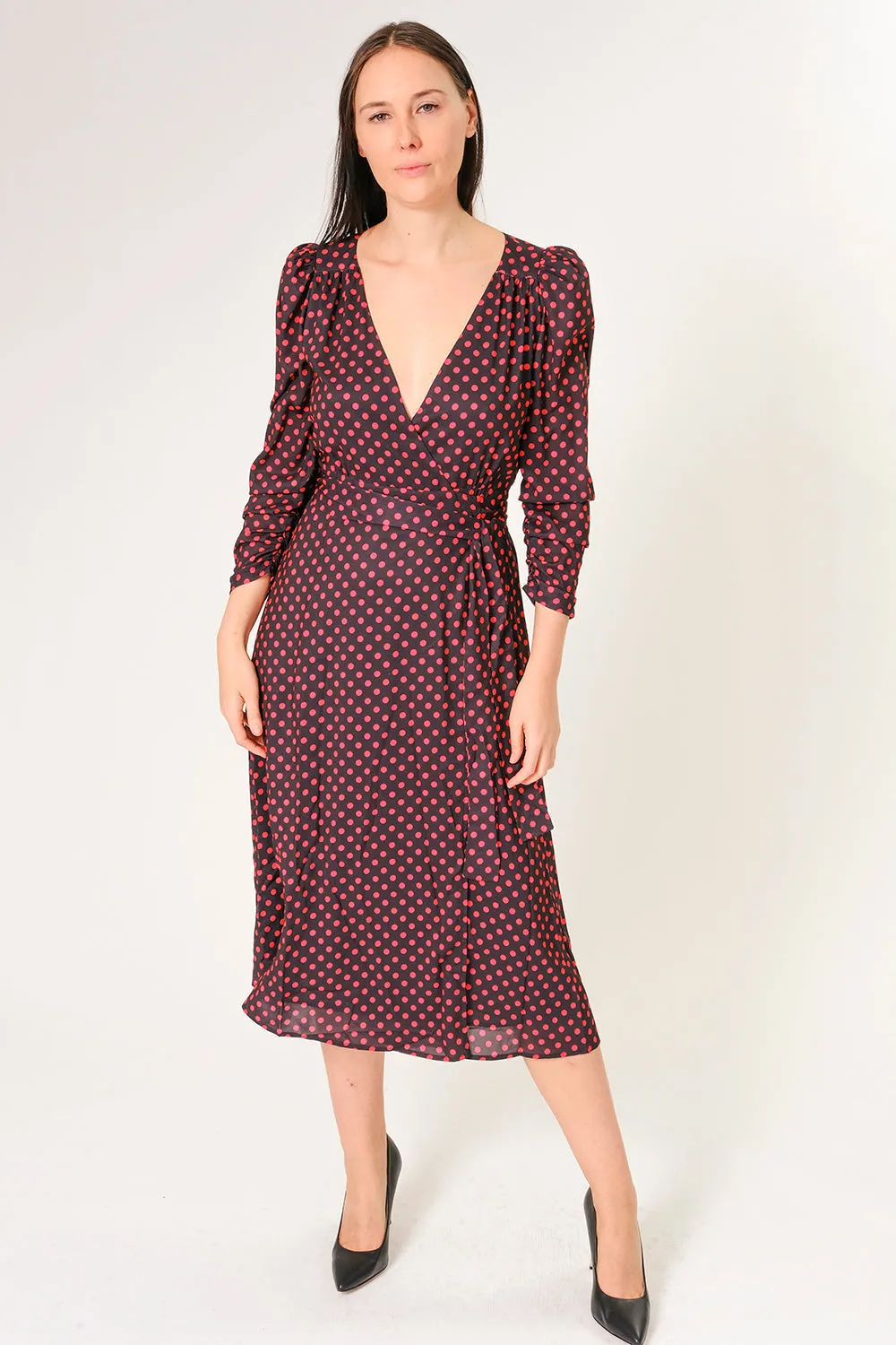 RED POLKA DOT WRAP DRESS