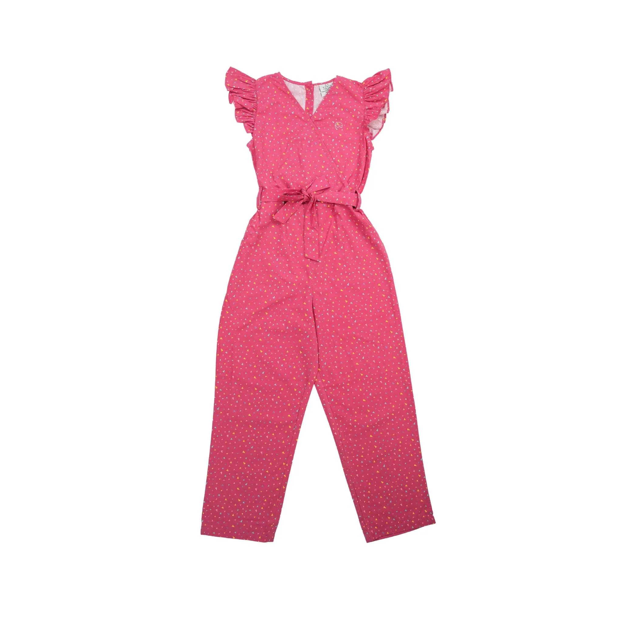 Red Rose Cotton Jumpsuit for Girls