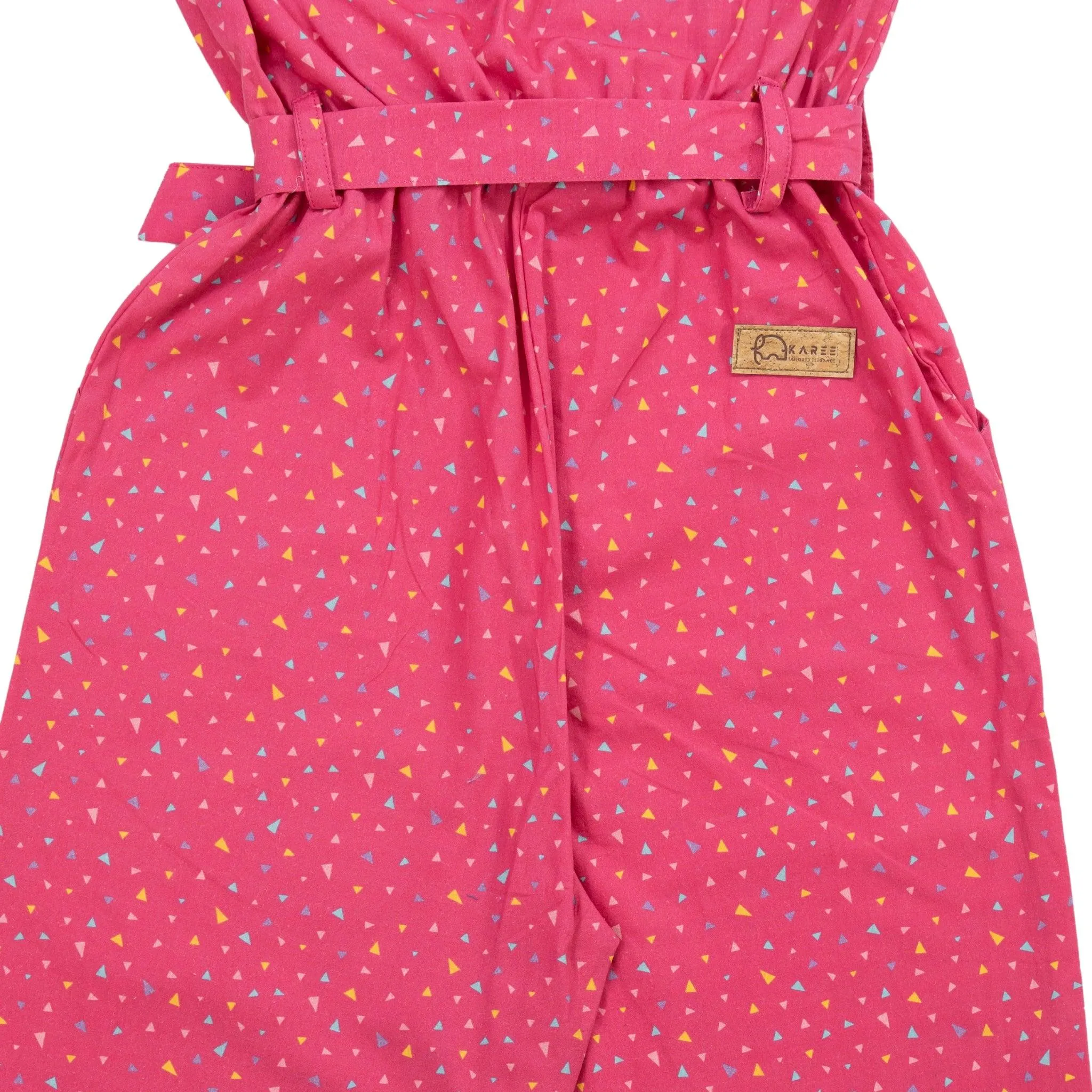 Red Rose Cotton Jumpsuit for Girls