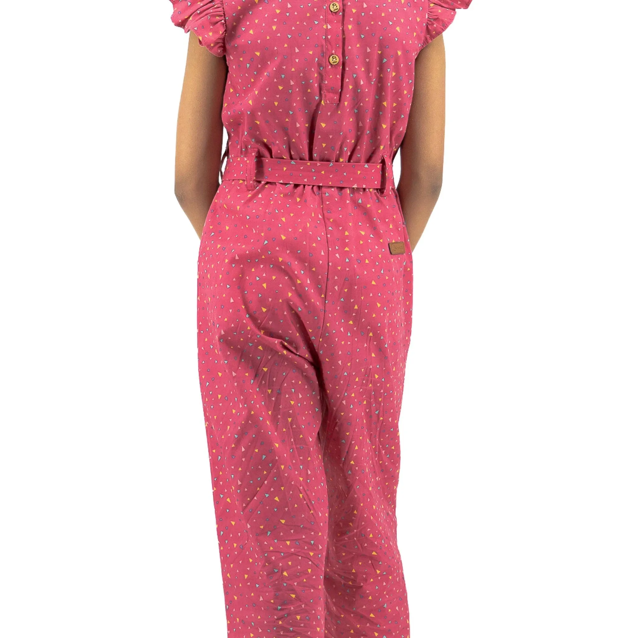 Red Rose Cotton Jumpsuit for Girls