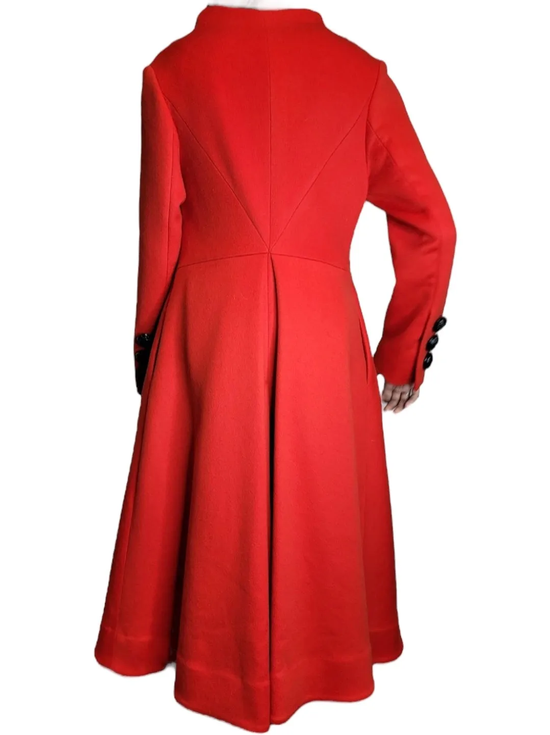 Red Wool & Cashmere Button Front Coat