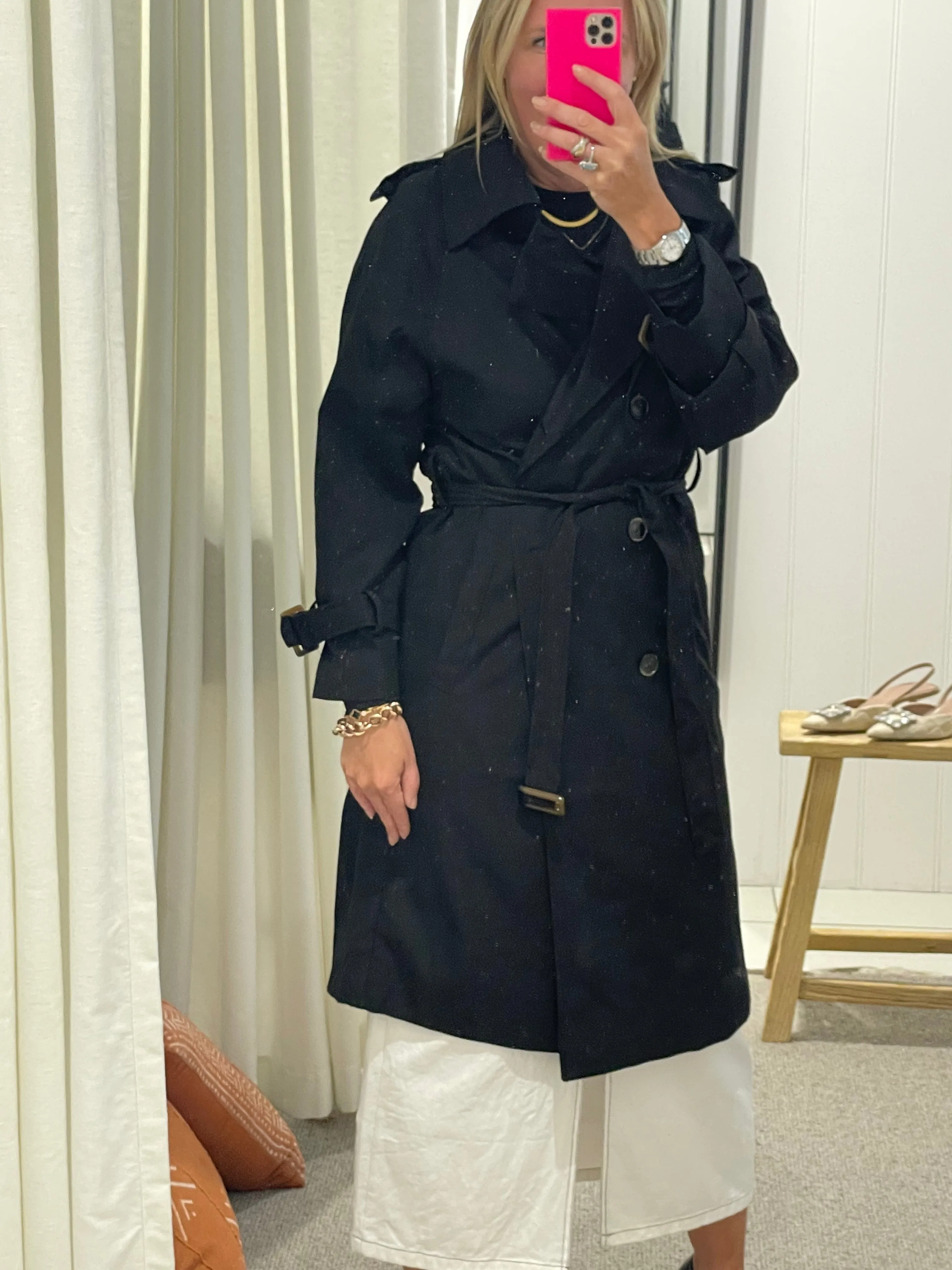 Relaxed Trench Jacket Coat - black