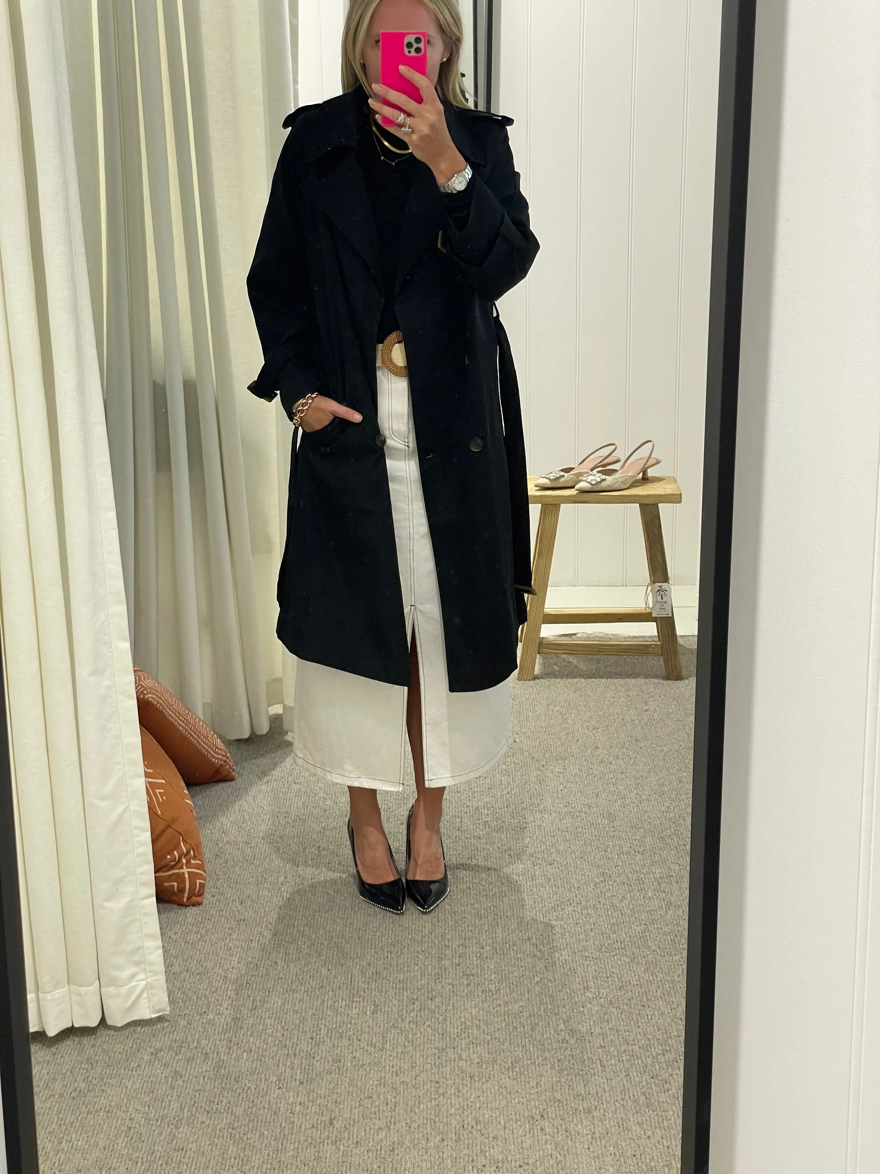 Relaxed Trench Jacket Coat - black