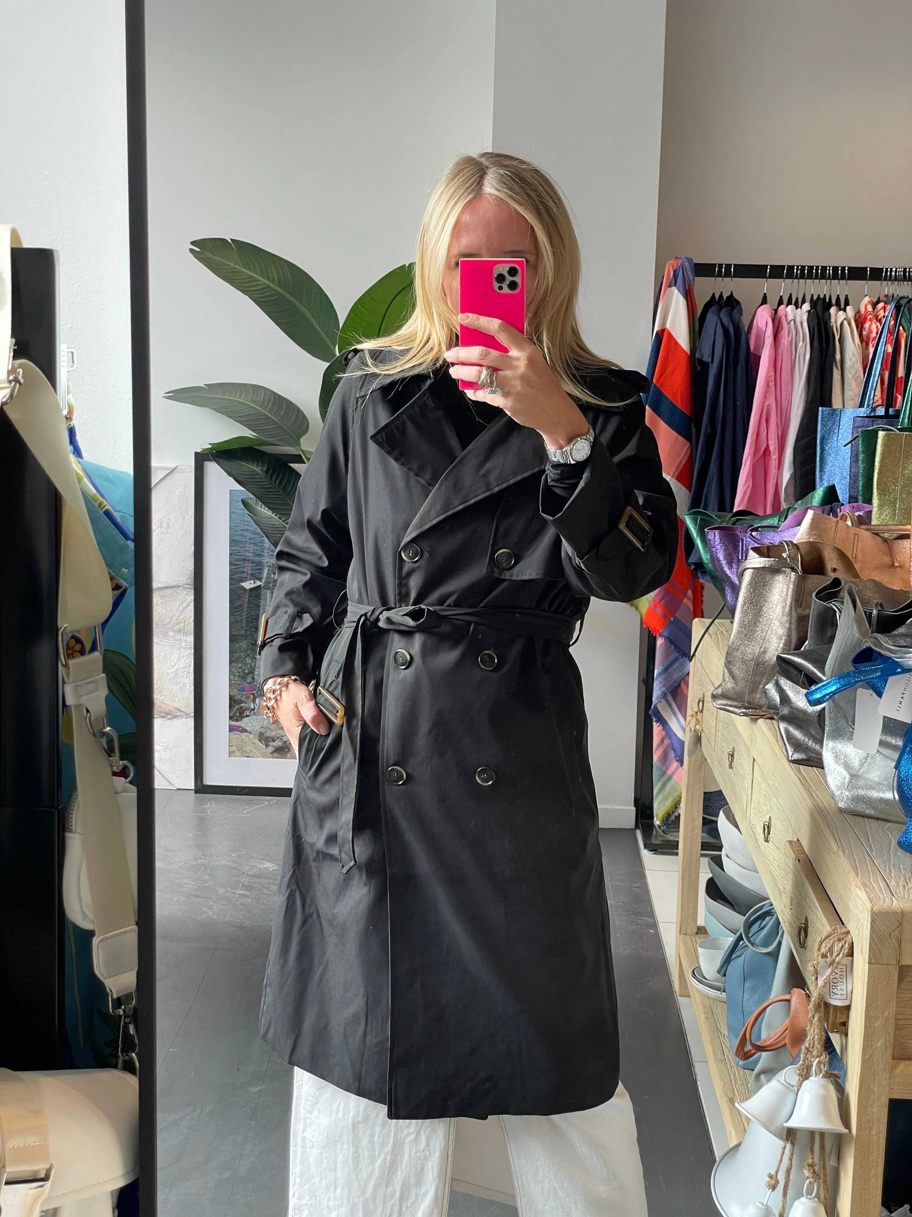 Relaxed Trench Jacket Coat - black