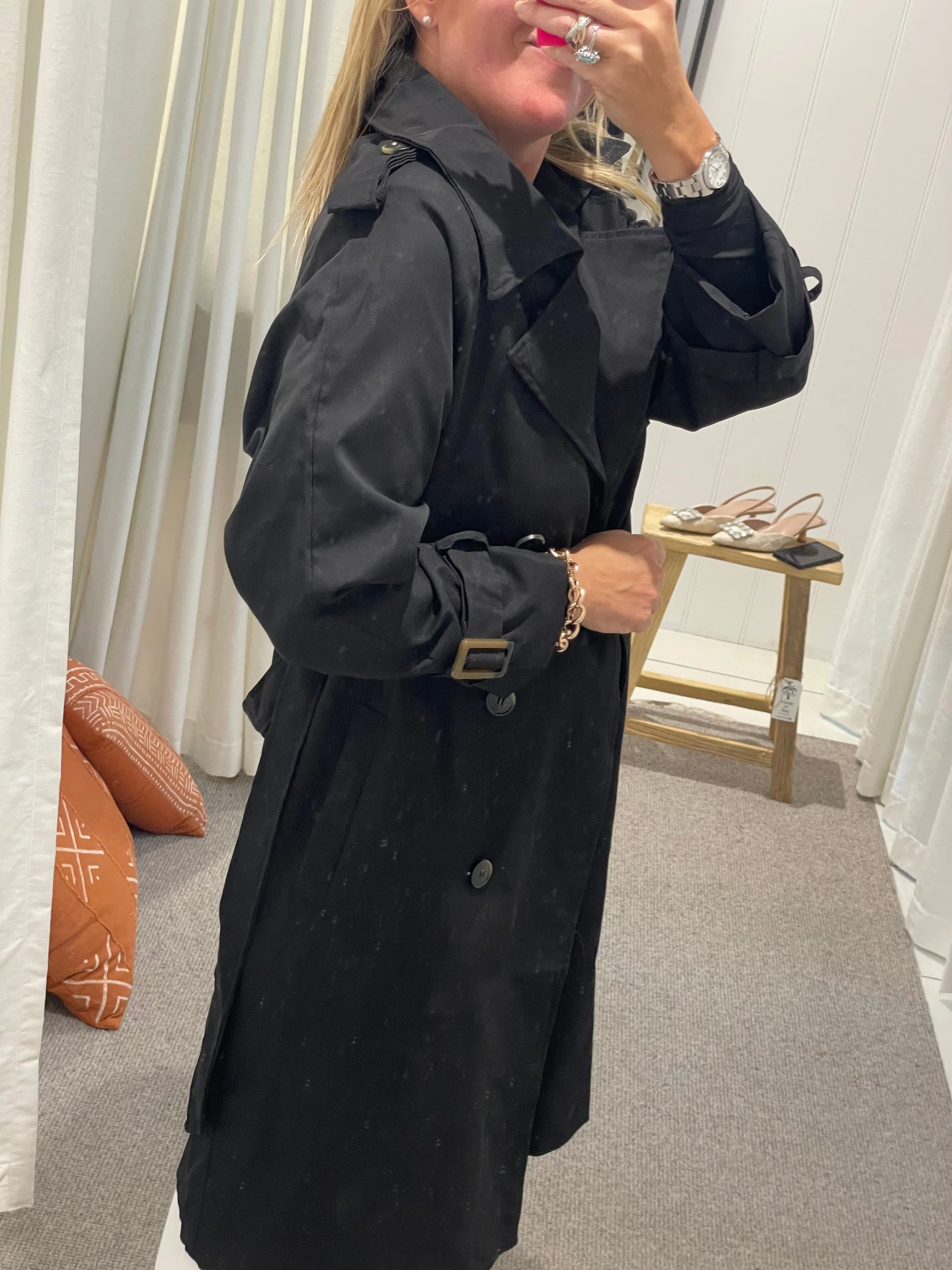 Relaxed Trench Jacket Coat - black