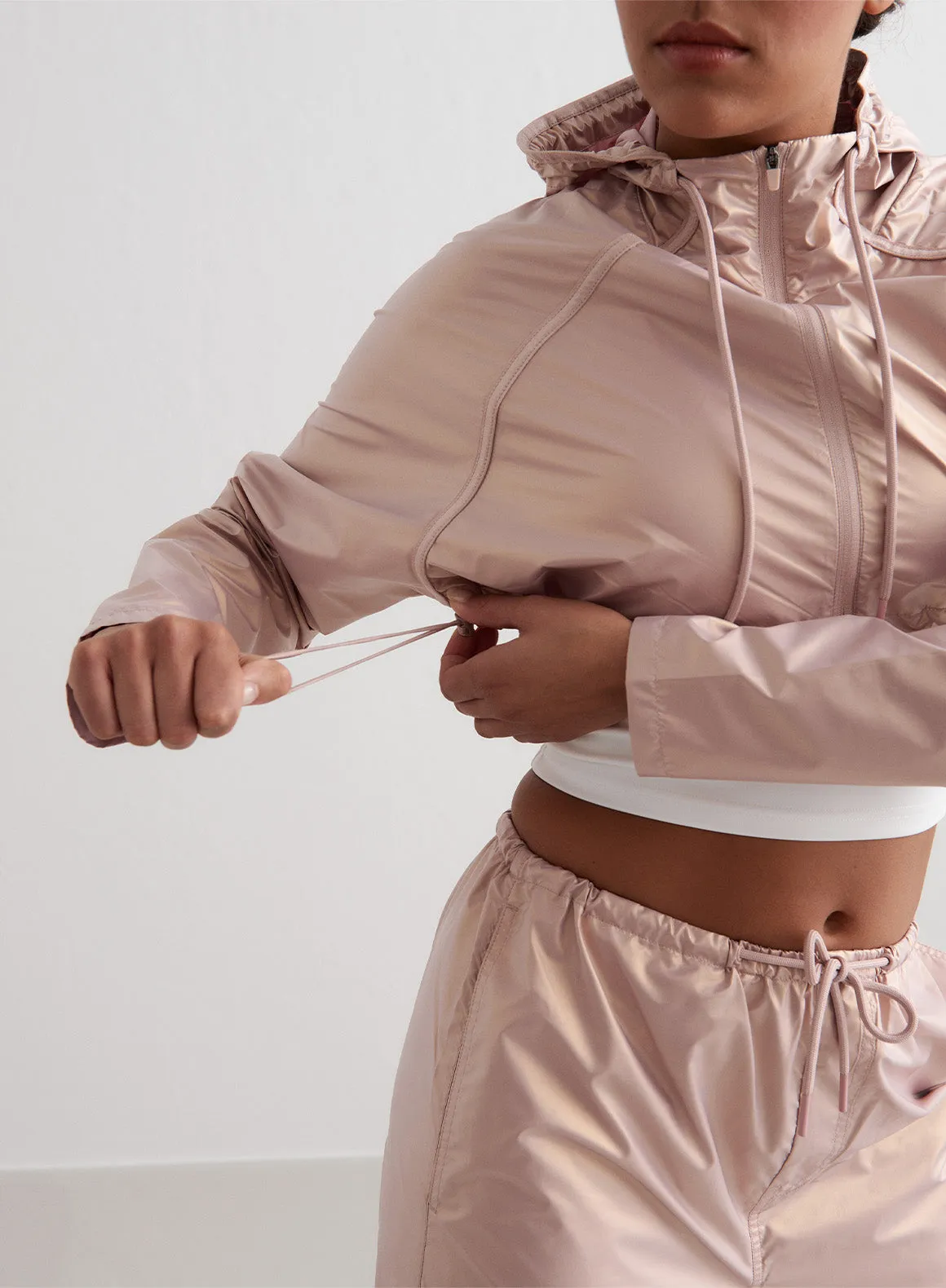 Rose Metallic Cropped Jacket