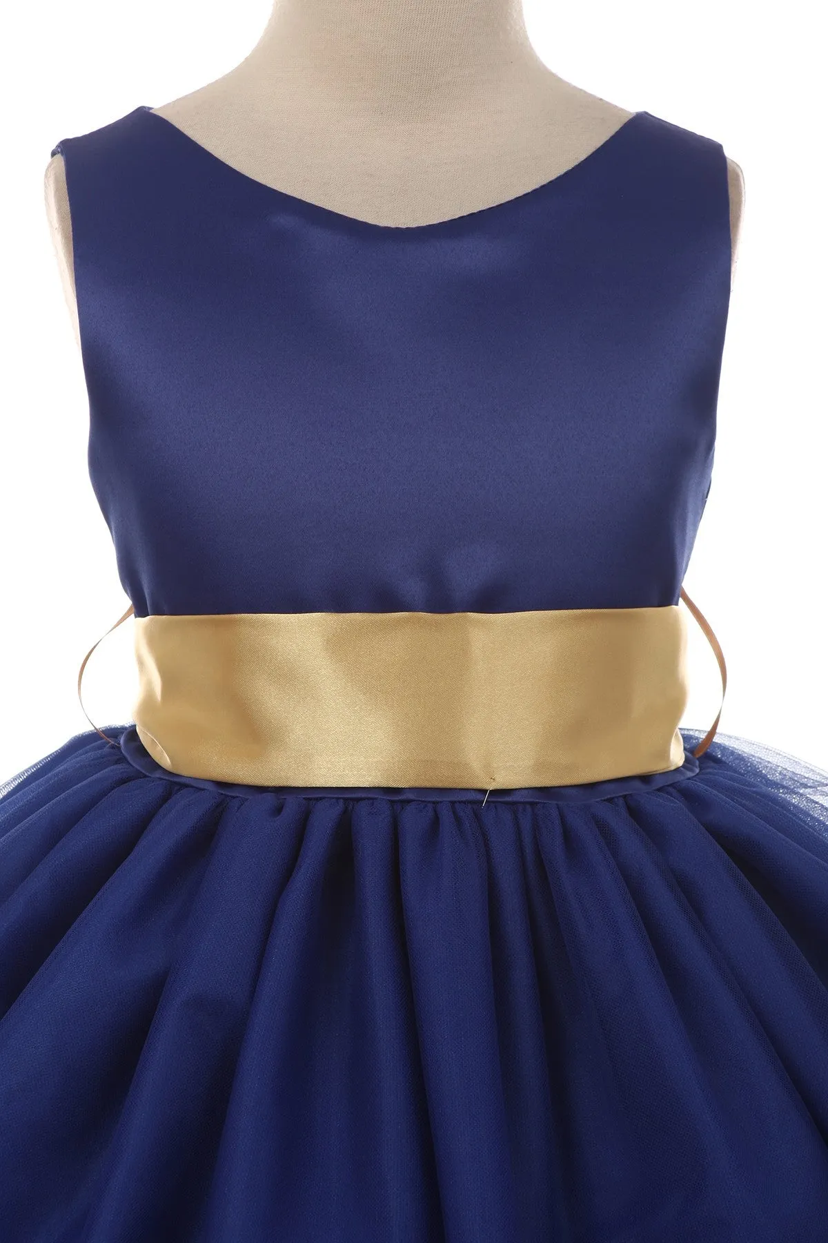 Royal Blue with Sash on Gold Applique Bottom Dress D2141712