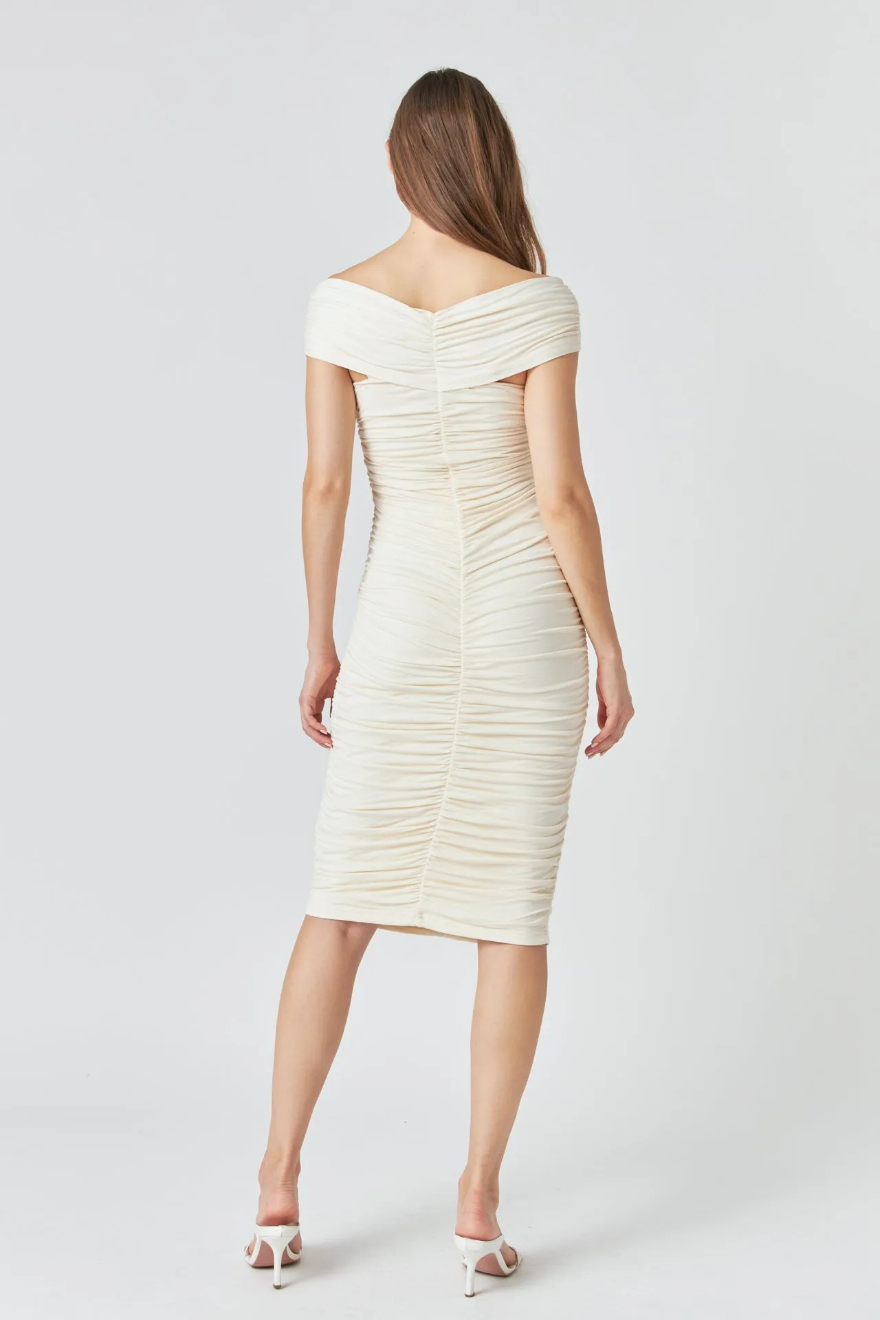 Ruched Bodycon Midi Dress