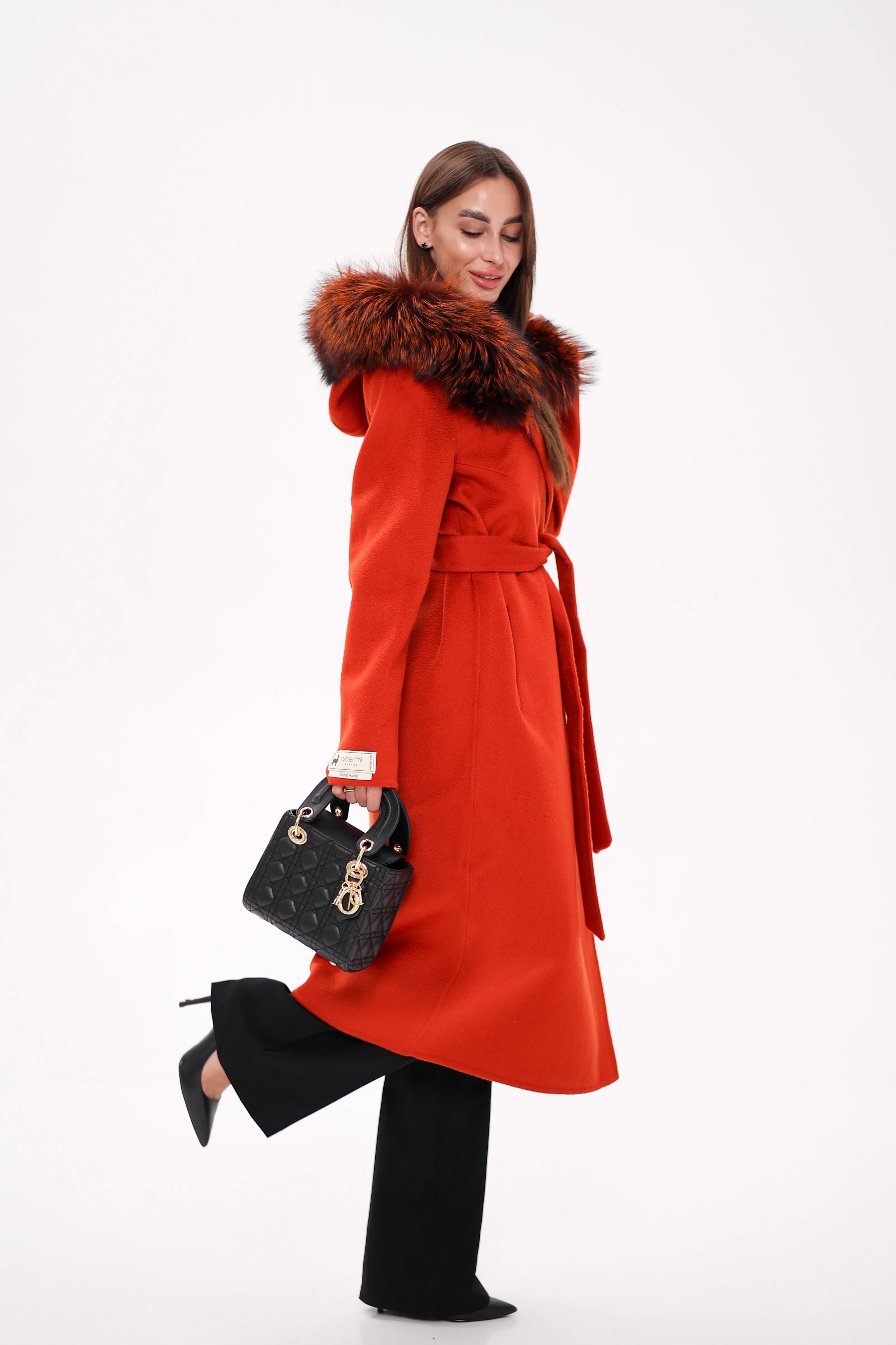 Saga®Furs Silver Fox Wool Alpaca Wraparound Coat