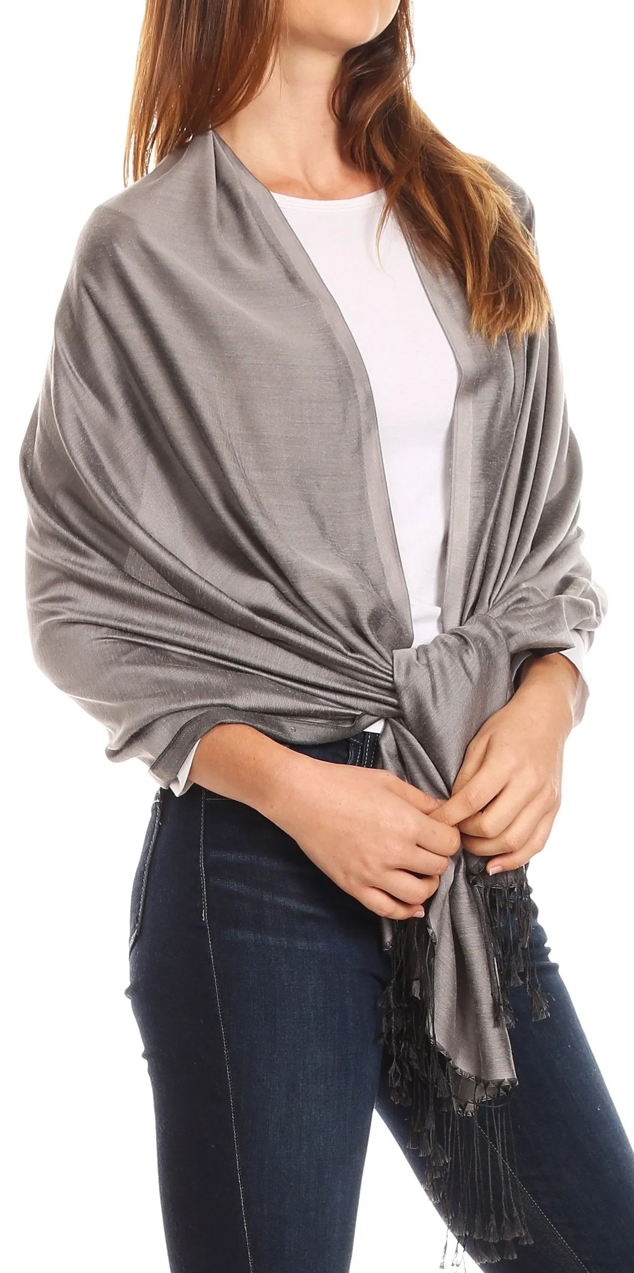 Sakkas Carine Reversible Soft Solid Slight Shimmer Pashmina/ Shawl/ Wrap/ Stole