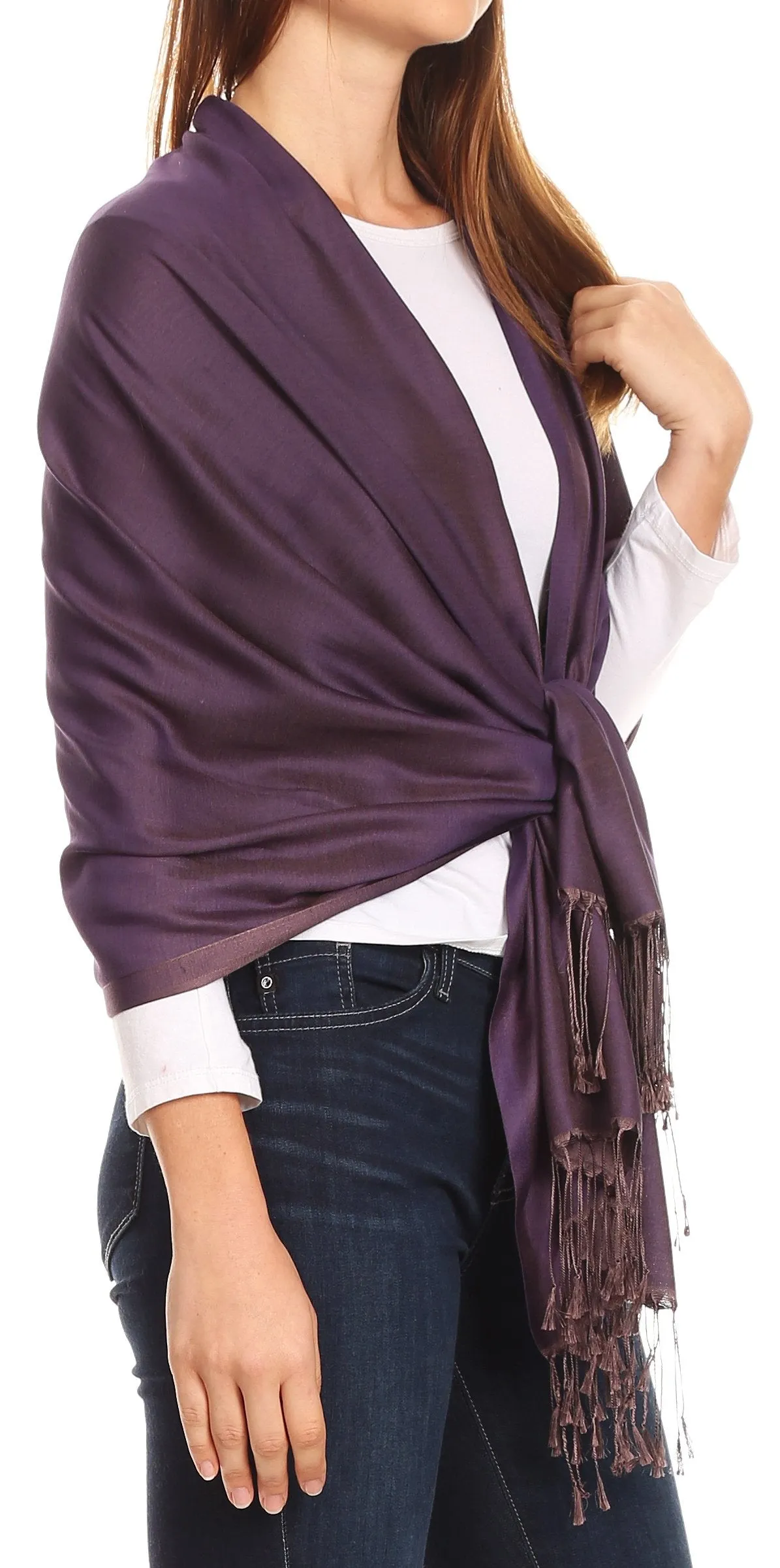 Sakkas Carine Reversible Soft Solid Slight Shimmer Pashmina/ Shawl/ Wrap/ Stole