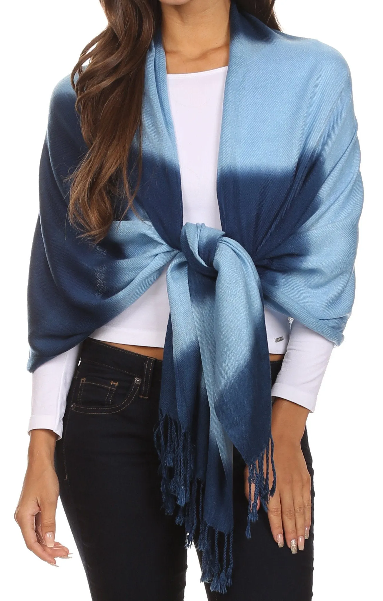 Sakkas Vicki Trendy Ombre Stripe Tie Dye Pashmina/ Shawl/ Wrap/ Stole