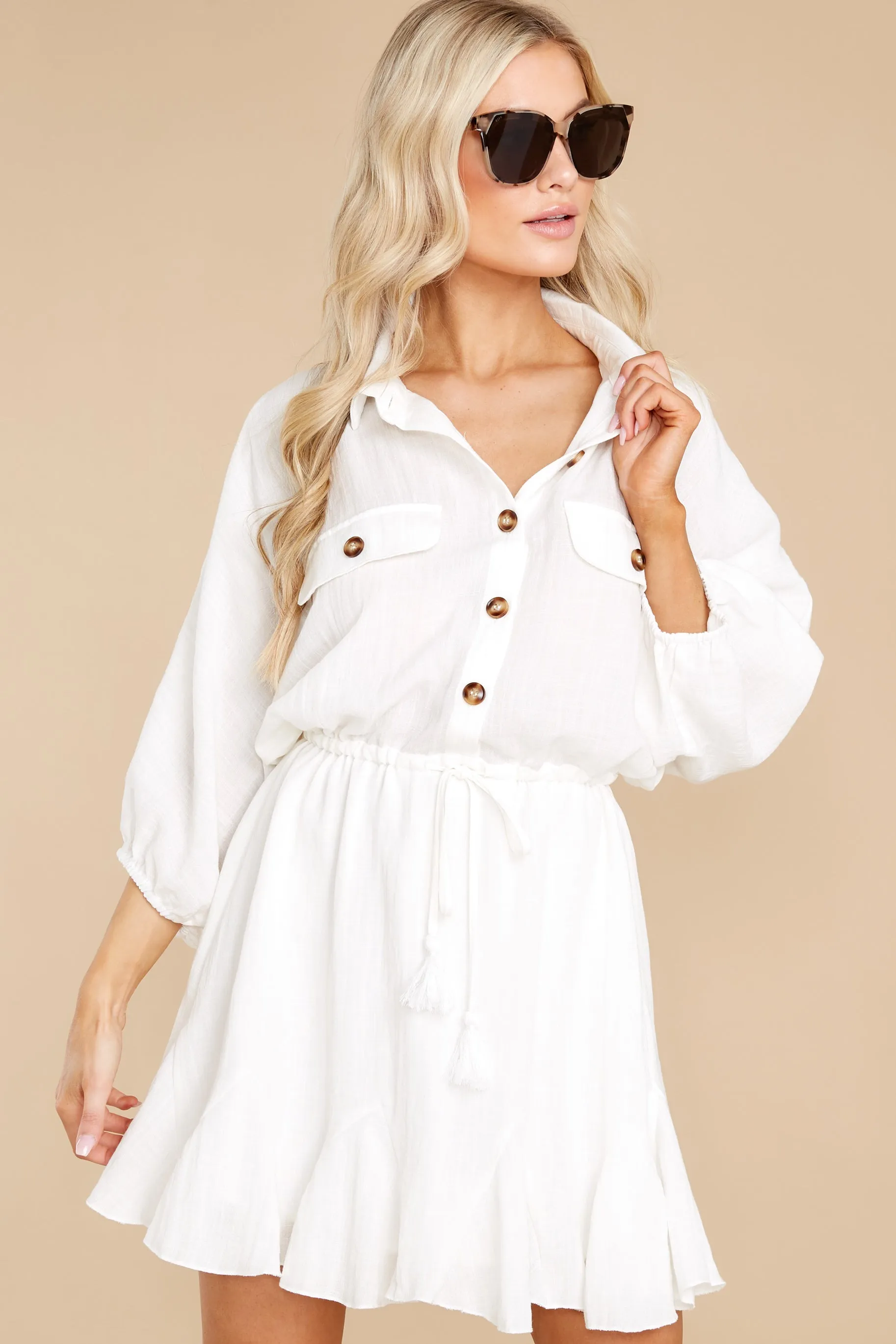 Seeking Adventure Off White Dress