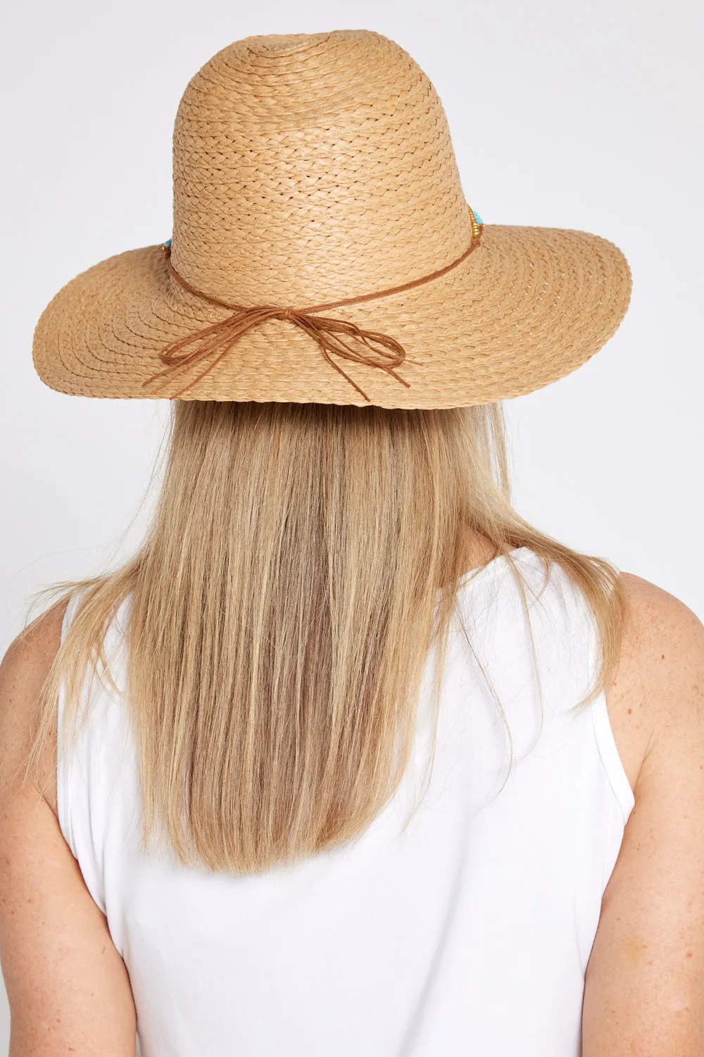 Seminyak Beaded Straw Hat - Tan