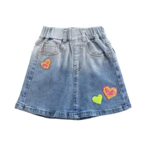 Sequin Hearts Denim Skirt