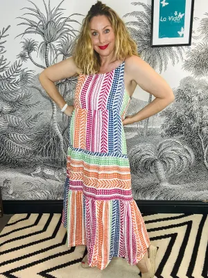 Serena Strappy Aztec Stripe Dress