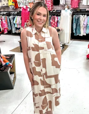 Set The Scene Dress Taupe