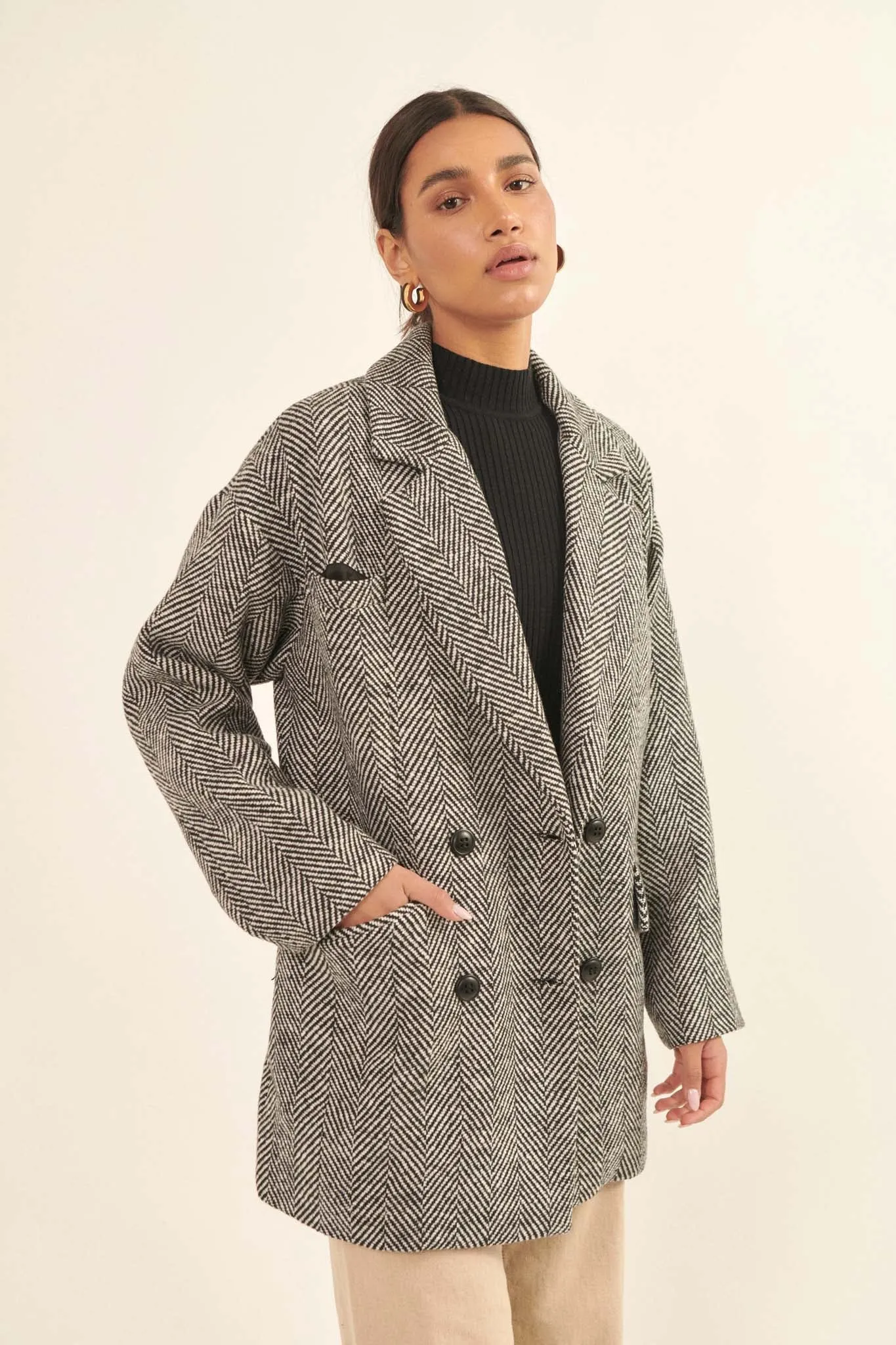 Ship Shape Double-Breasted Tweed Peacoat