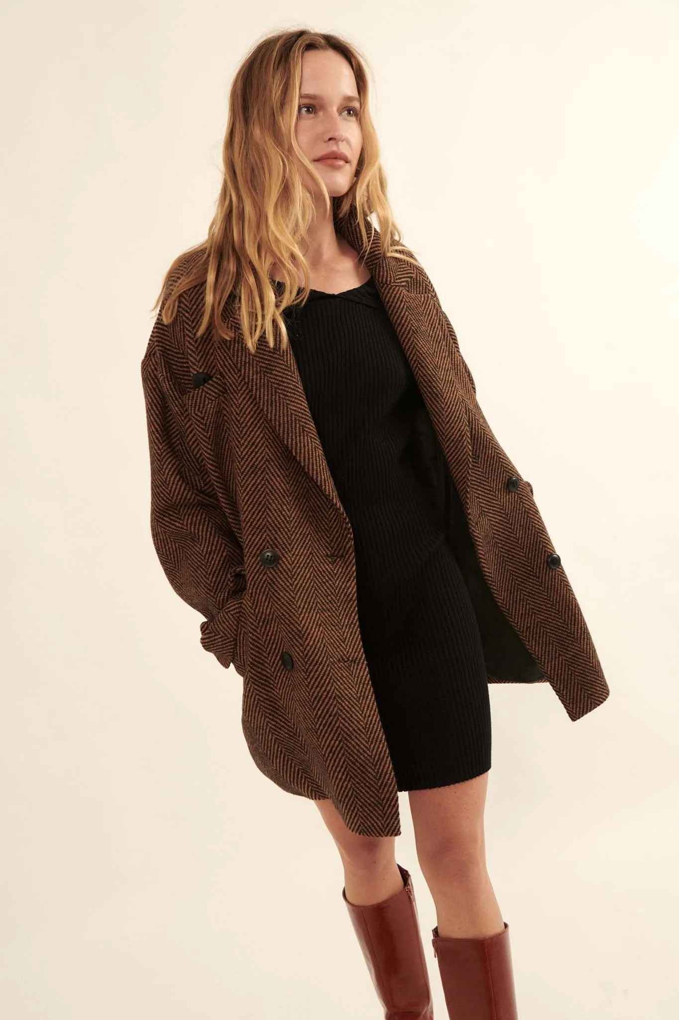 Ship Shape Double-Breasted Tweed Peacoat