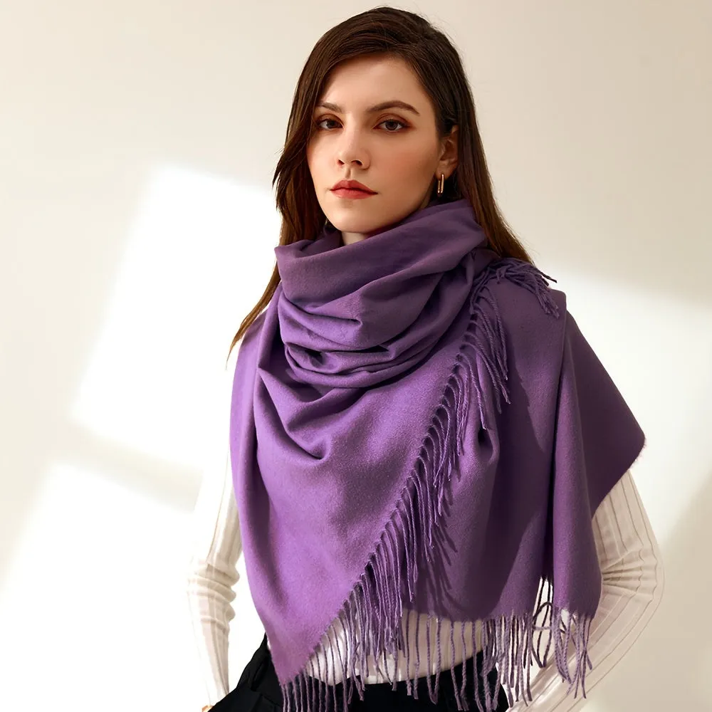 Soft Brushed Polyester Classic Scarf for Women - Warm and Cozy Cold Weather Accessory for Going Out - Imitation Cashmere Feel, Woven Craftsmanship, Inelastic, No Feathers, Perfect for Winter Wraps