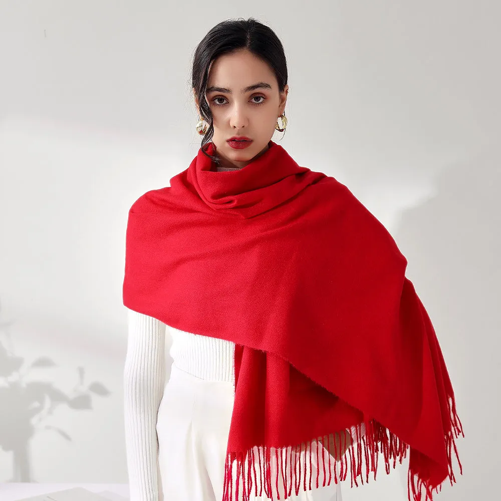 Soft Brushed Polyester Classic Scarf for Women - Warm and Cozy Cold Weather Accessory for Going Out - Imitation Cashmere Feel, Woven Craftsmanship, Inelastic, No Feathers, Perfect for Winter Wraps